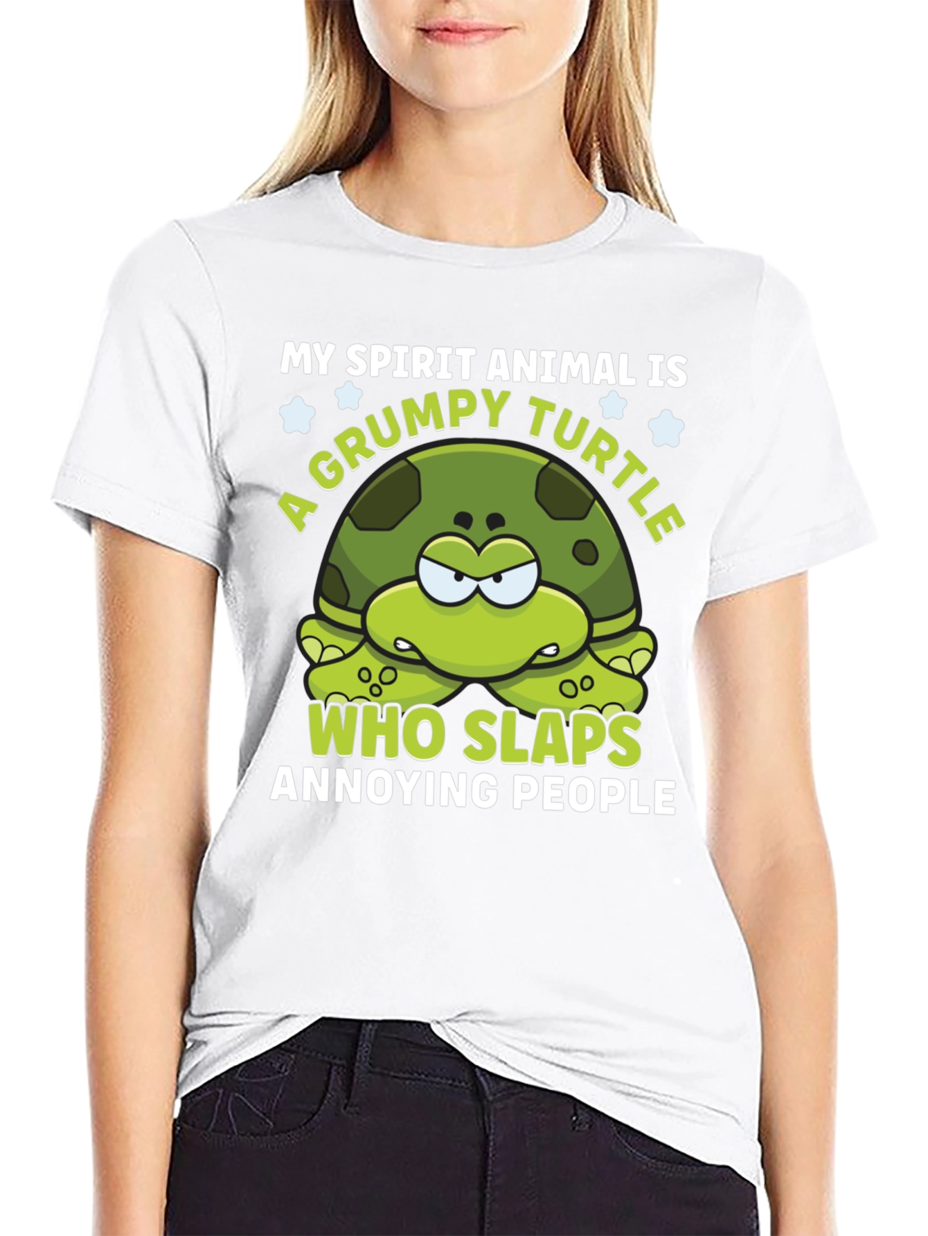 Grumpy Turtle Slaps Funny Graphic T-Shirt