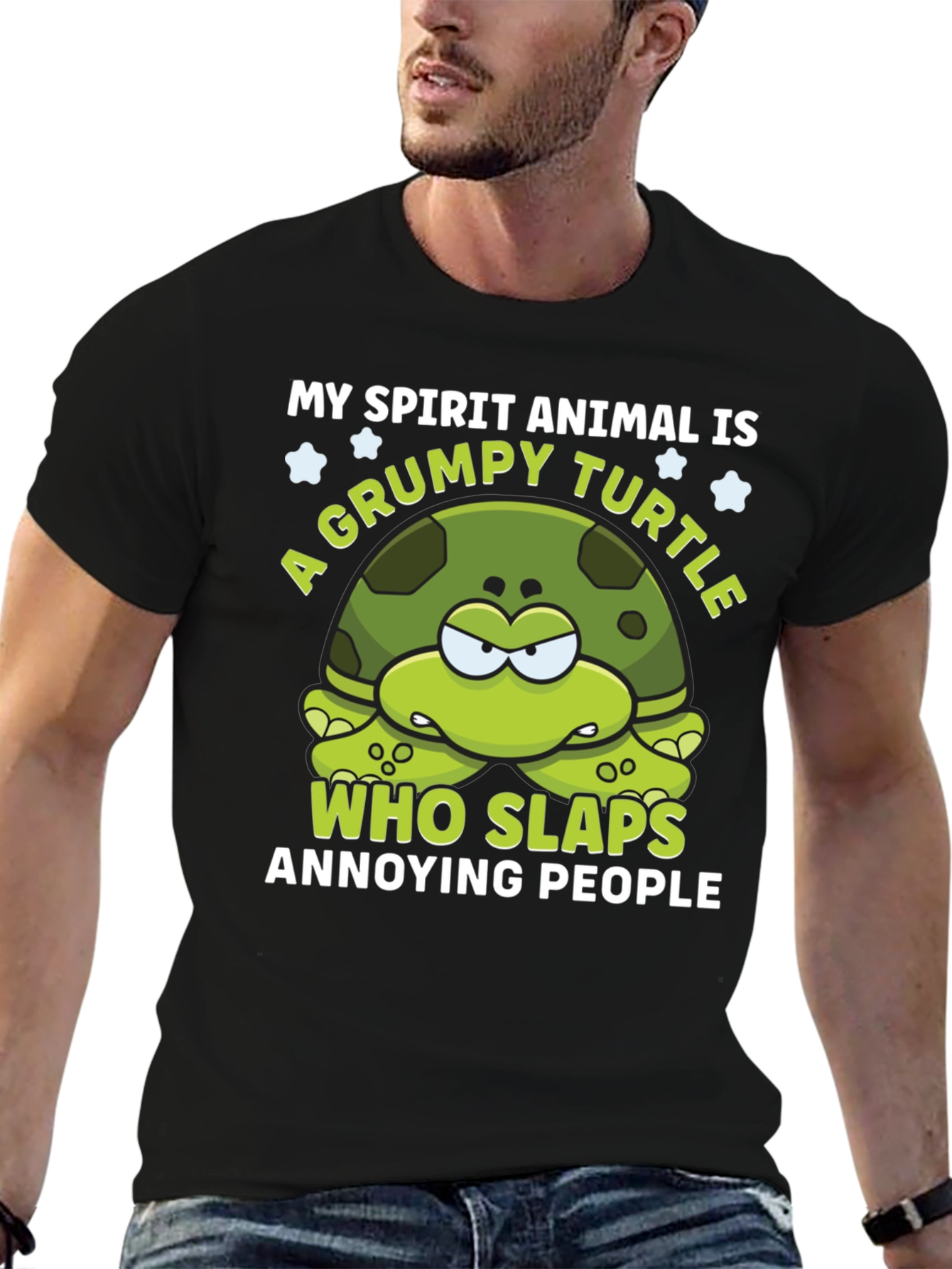 Grumpy Turtle Slaps Funny Graphic T-Shirt