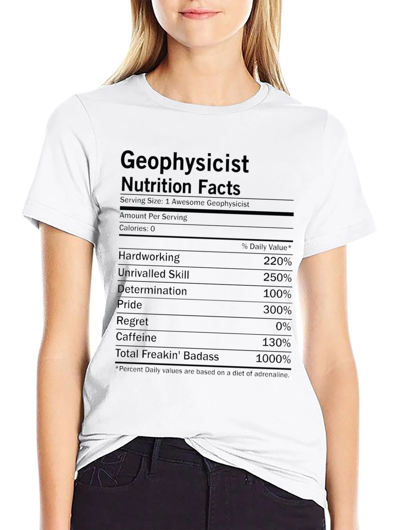 Geophysicist Nutrition Facts Funny Graphic T-Shirt