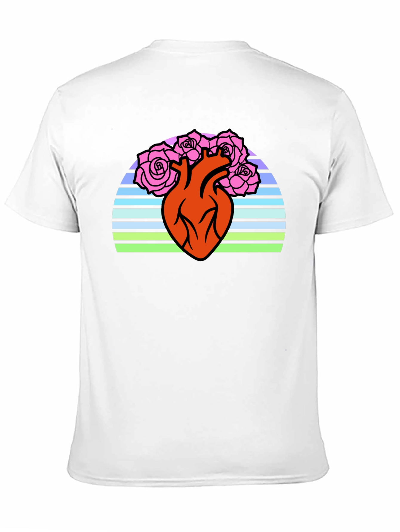 Anatomical Heart & Roses Graphic T-Shirt - Black