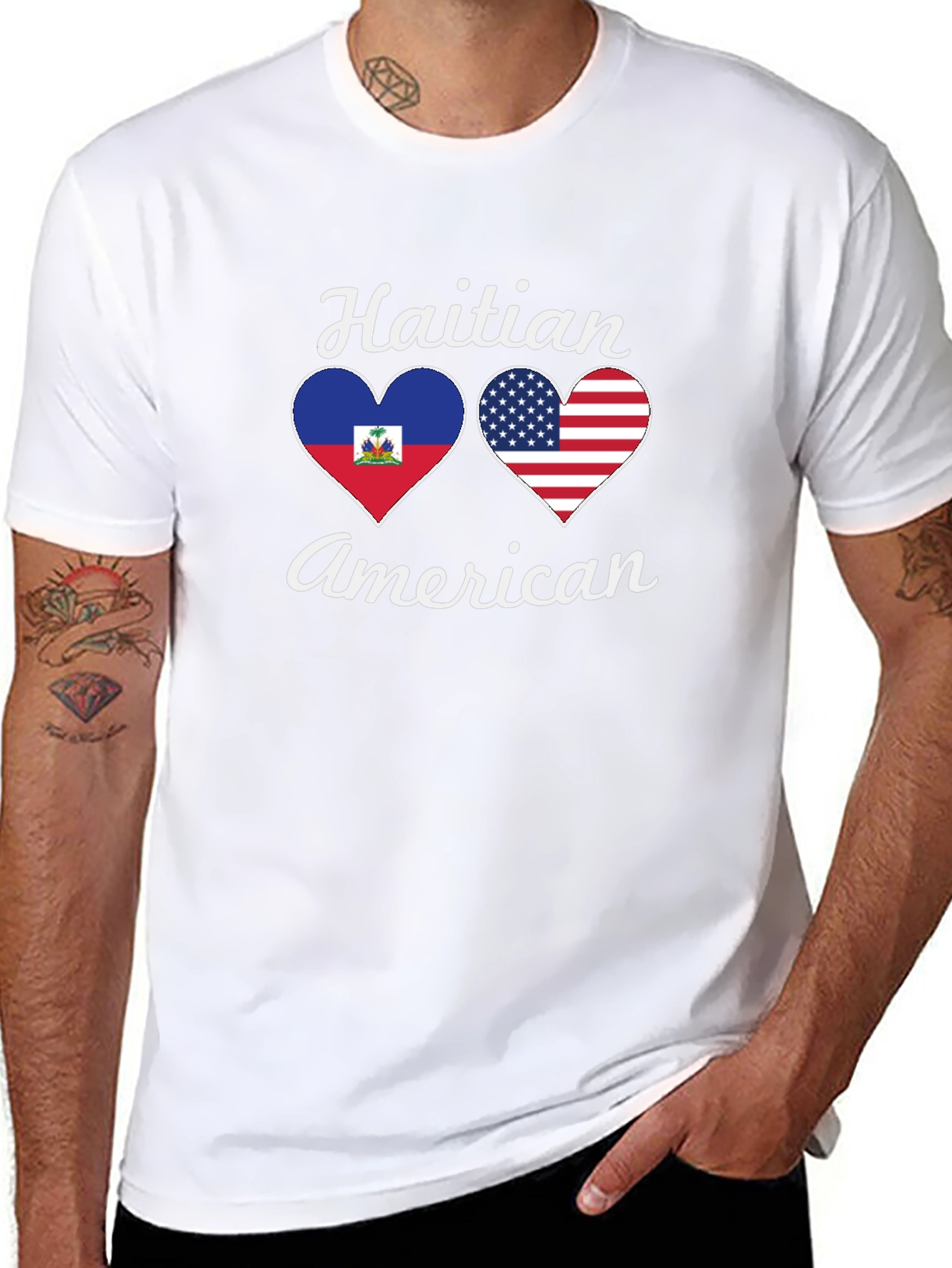 Haitian American Flag Heart T-Shirt
