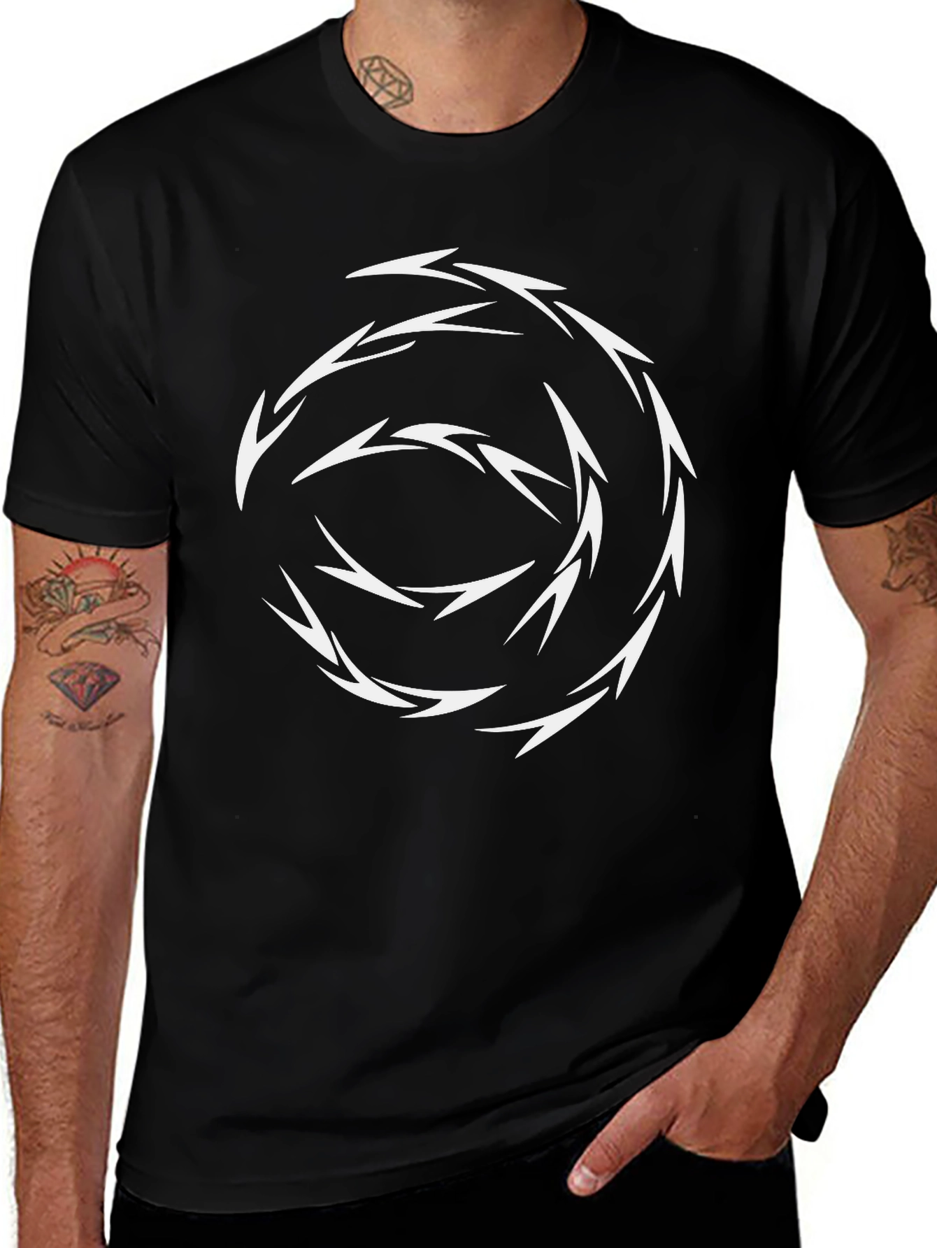 Abstract Vortex Graphic Tee - Black