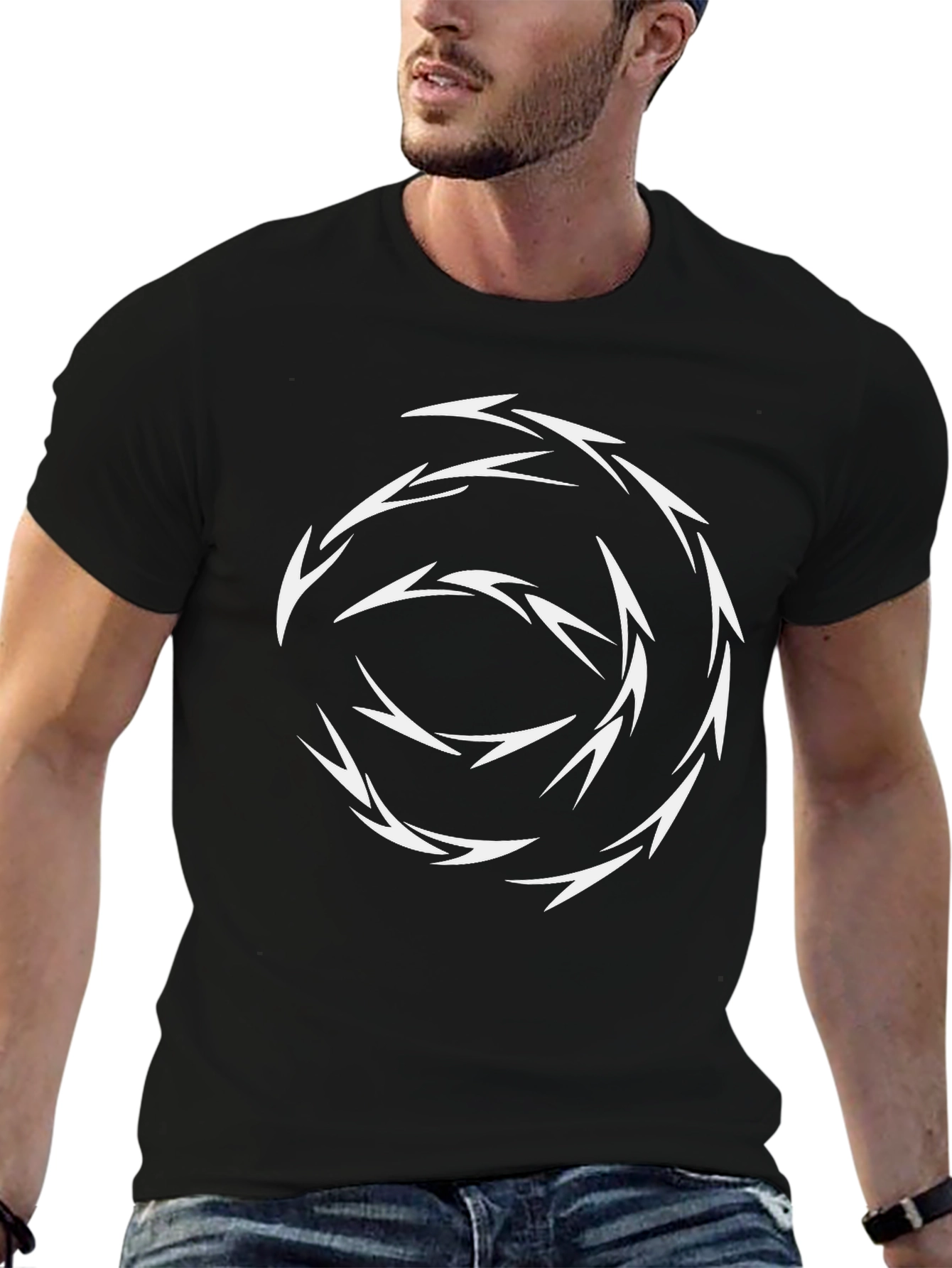 Abstract Vortex Graphic Tee - Black