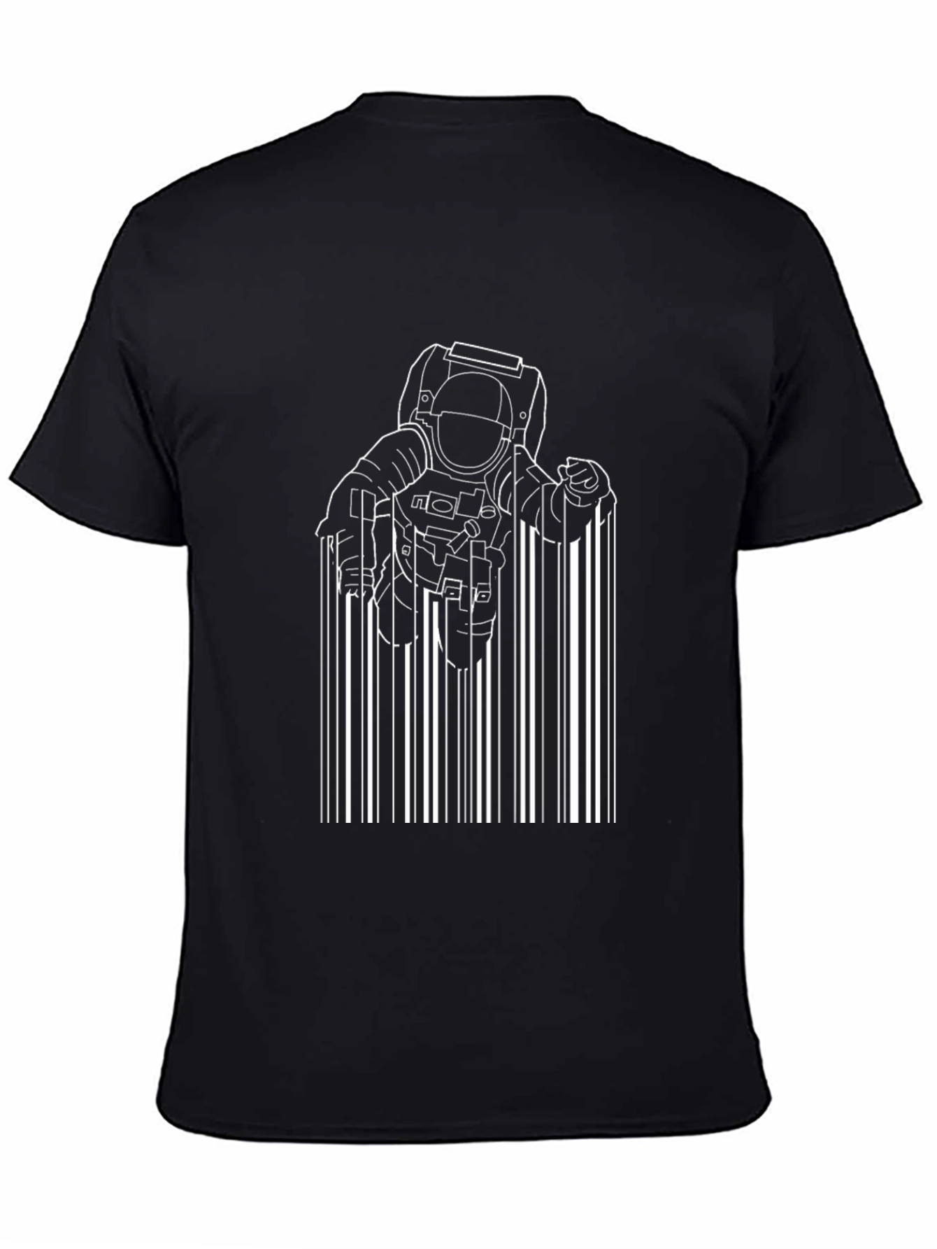 Astronaut Barcode Graphic Black T-Shirt