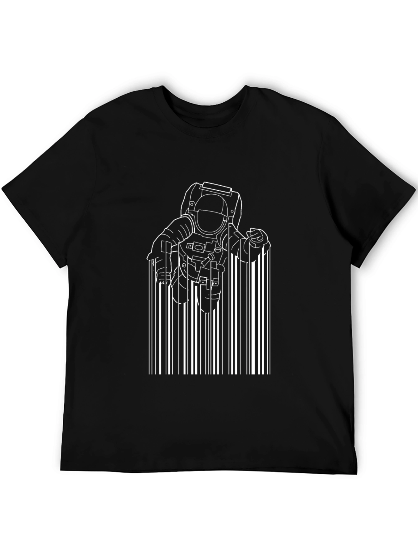 Astronaut Barcode Graphic Black T-Shirt