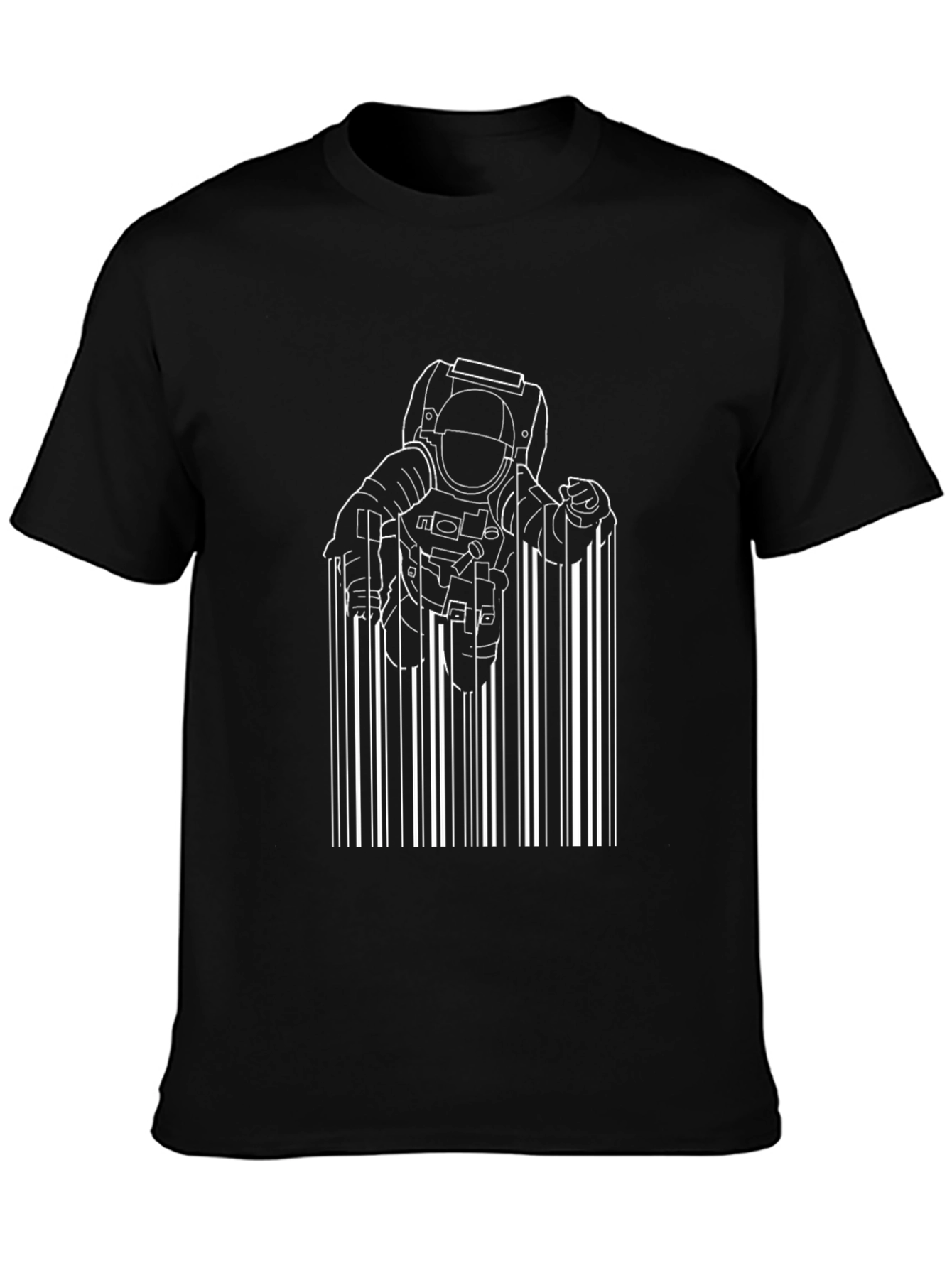 Astronaut Barcode Graphic Black T-Shirt