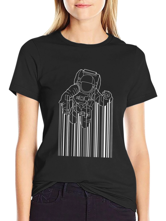 Astronaut Barcode Graphic Black T-Shirt