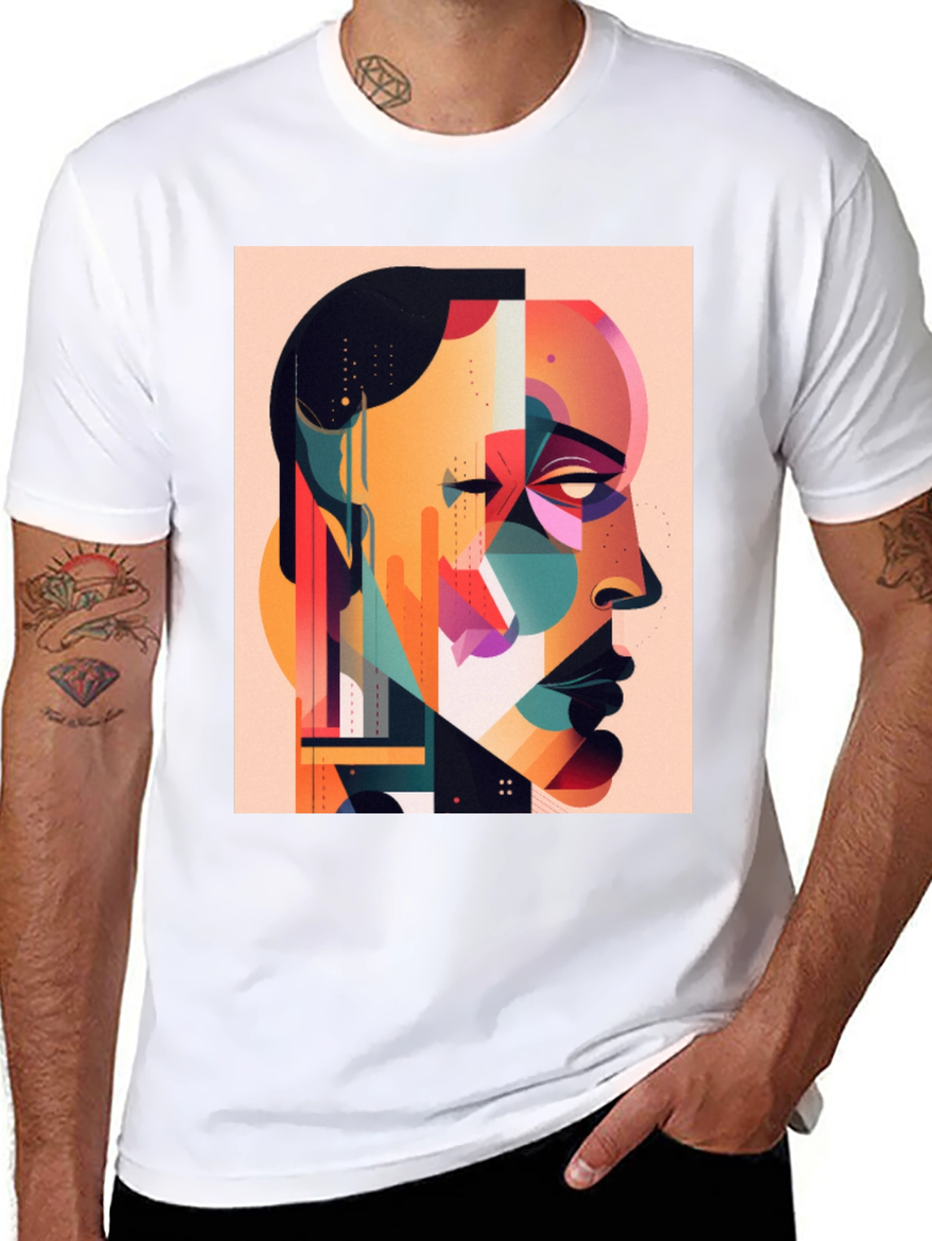 Abstract Art Print Black T-Shirt - Modern Graphic Tee