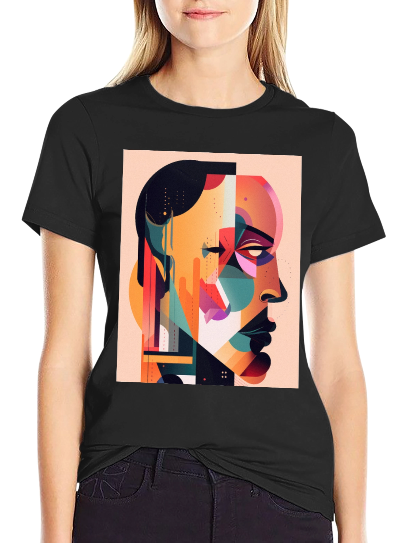 Abstract Art Print Black T-Shirt - Modern Graphic Tee
