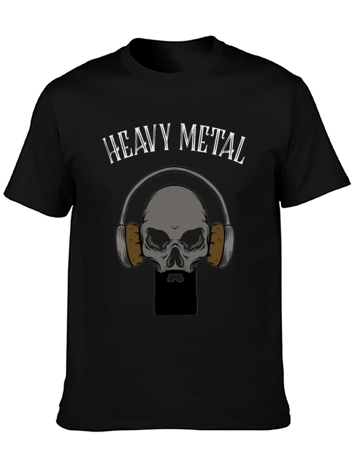 Heavy Metal Skull Graphic Tee - Black Cotton T-Shirt