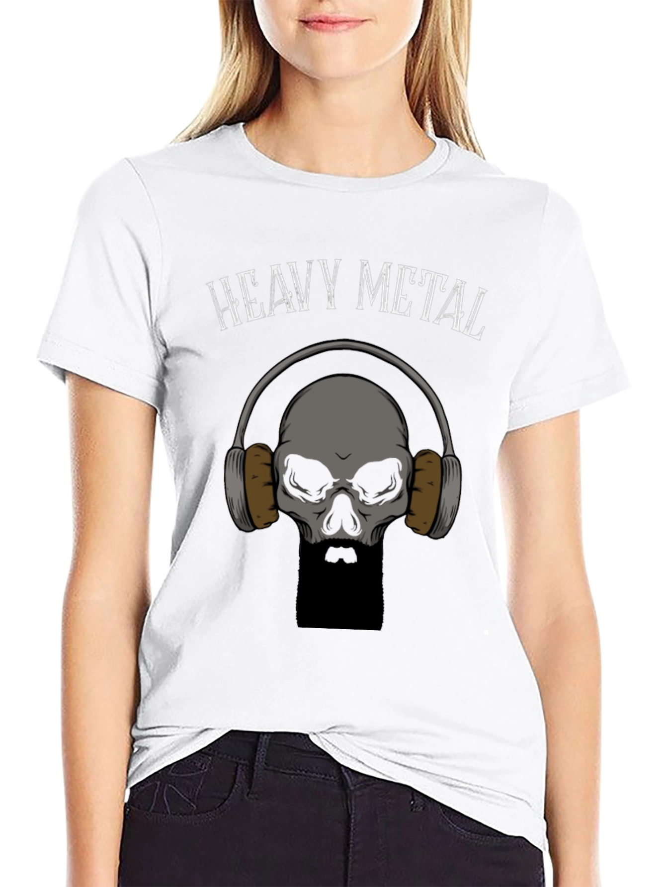 Heavy Metal Skull Graphic Tee - Black Cotton T-Shirt