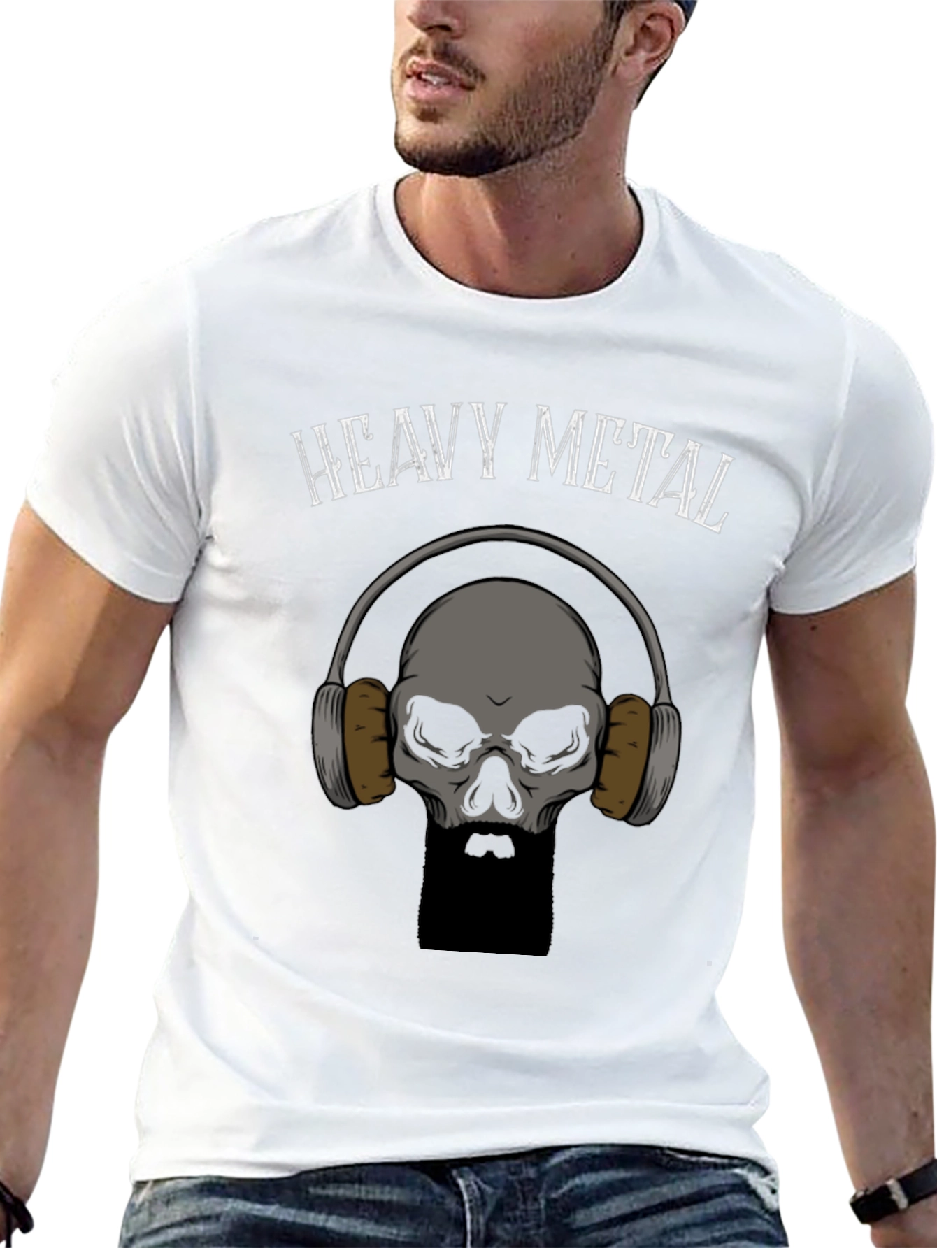 Heavy Metal Skull Graphic Tee - Black Cotton T-Shirt