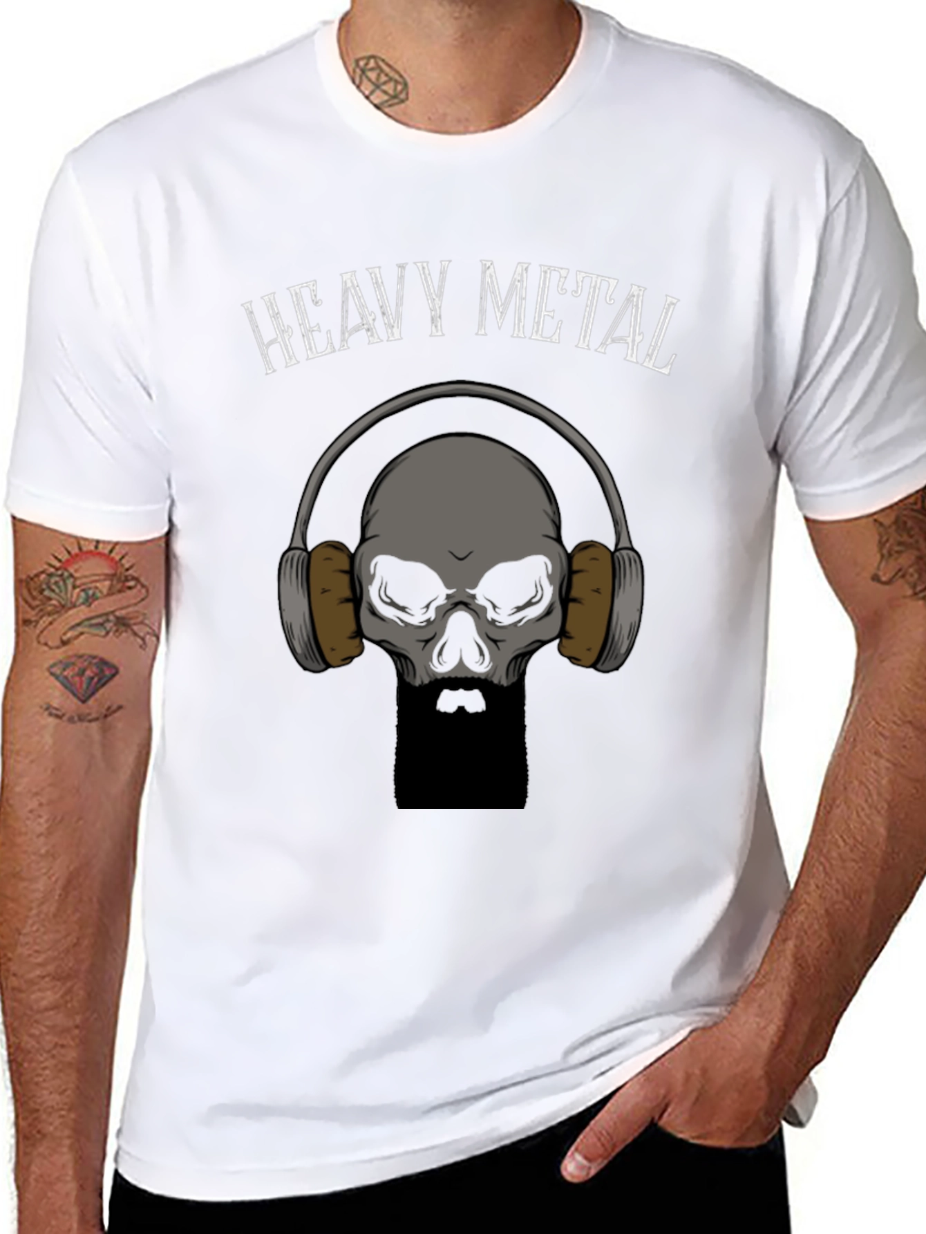 Heavy Metal Skull Graphic Tee - Black Cotton T-Shirt