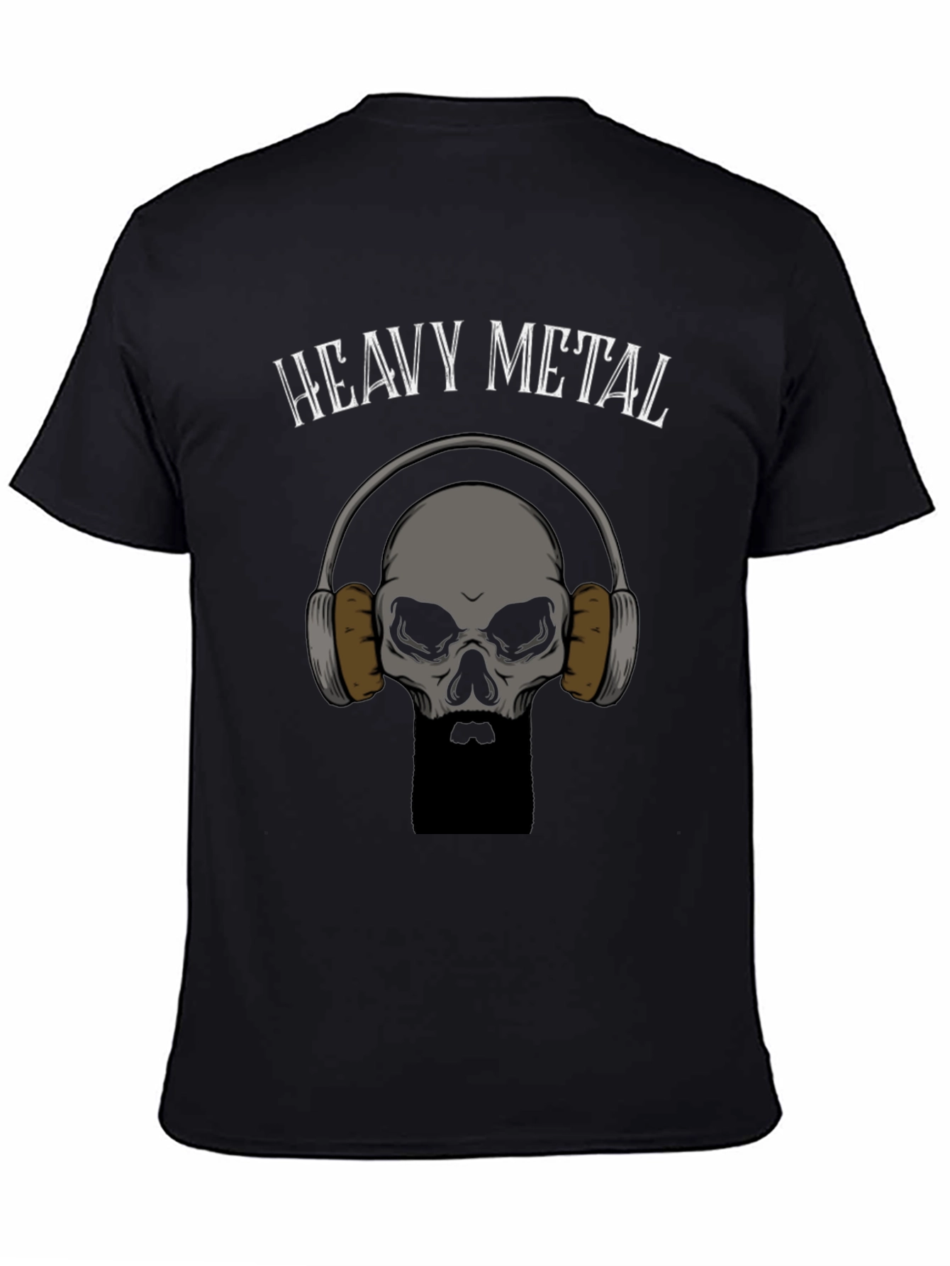 Heavy Metal Skull Graphic Tee - Black Cotton T-Shirt