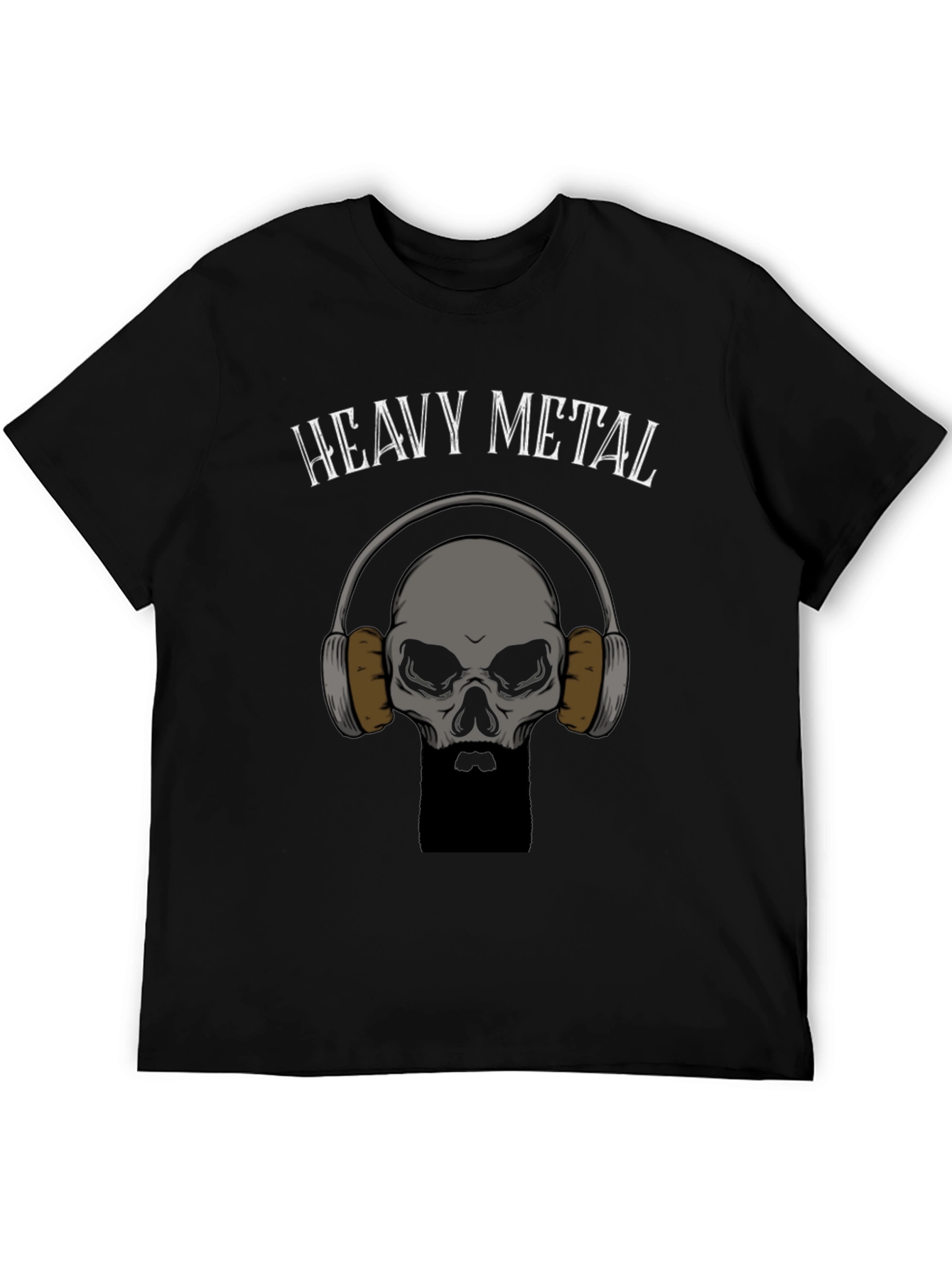 Heavy Metal Skull Graphic Tee - Black Cotton T-Shirt