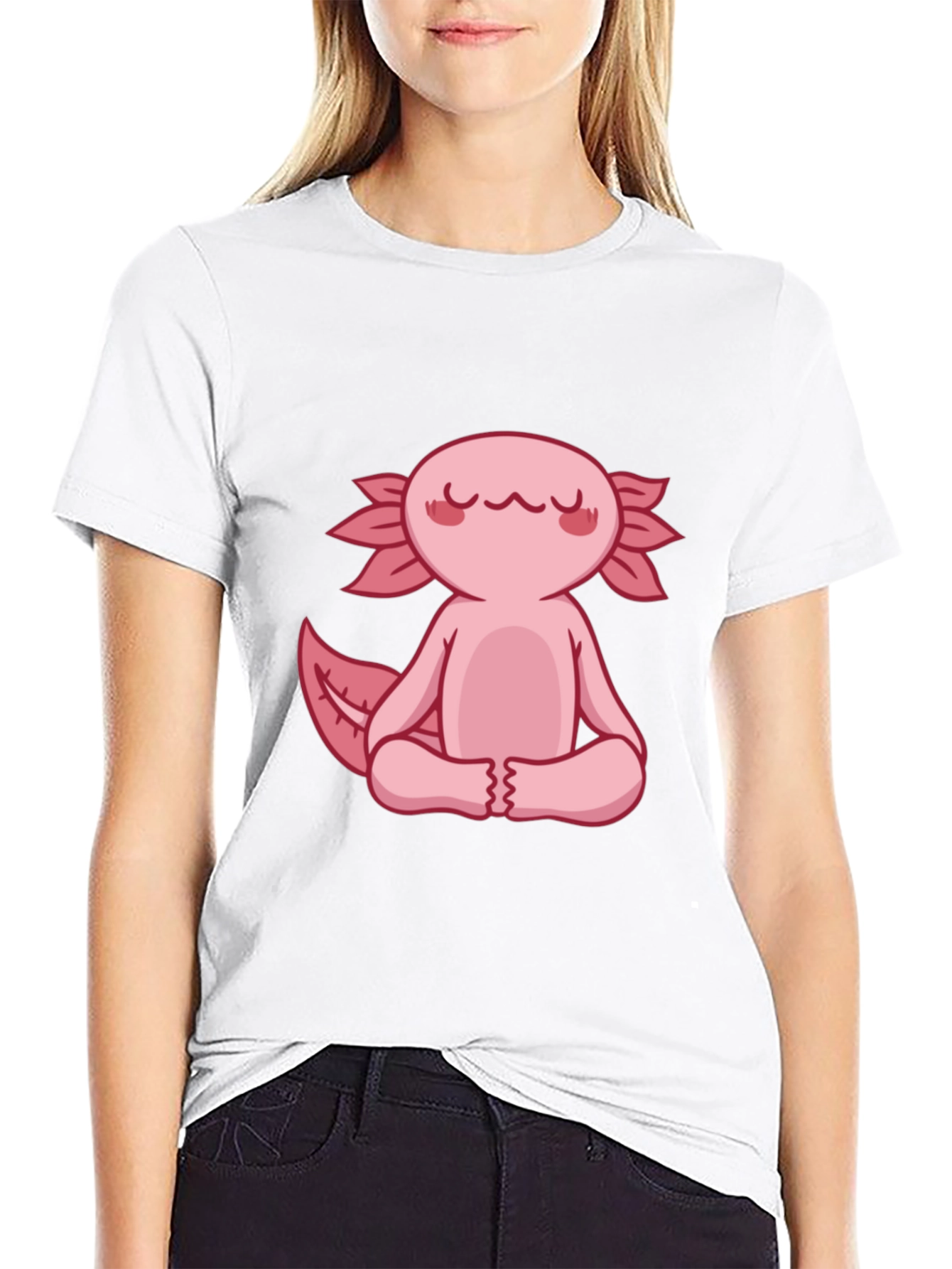 Axolotl Meditation T-Shirt - Zen Pink Salamander