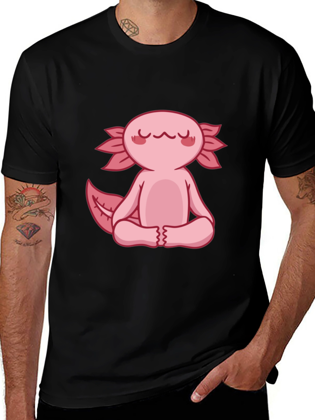 Axolotl Meditation T-Shirt - Zen Pink Salamander