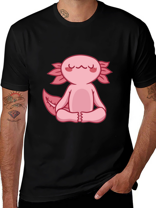 Axolotl Meditation T-Shirt - Zen Pink Salamander