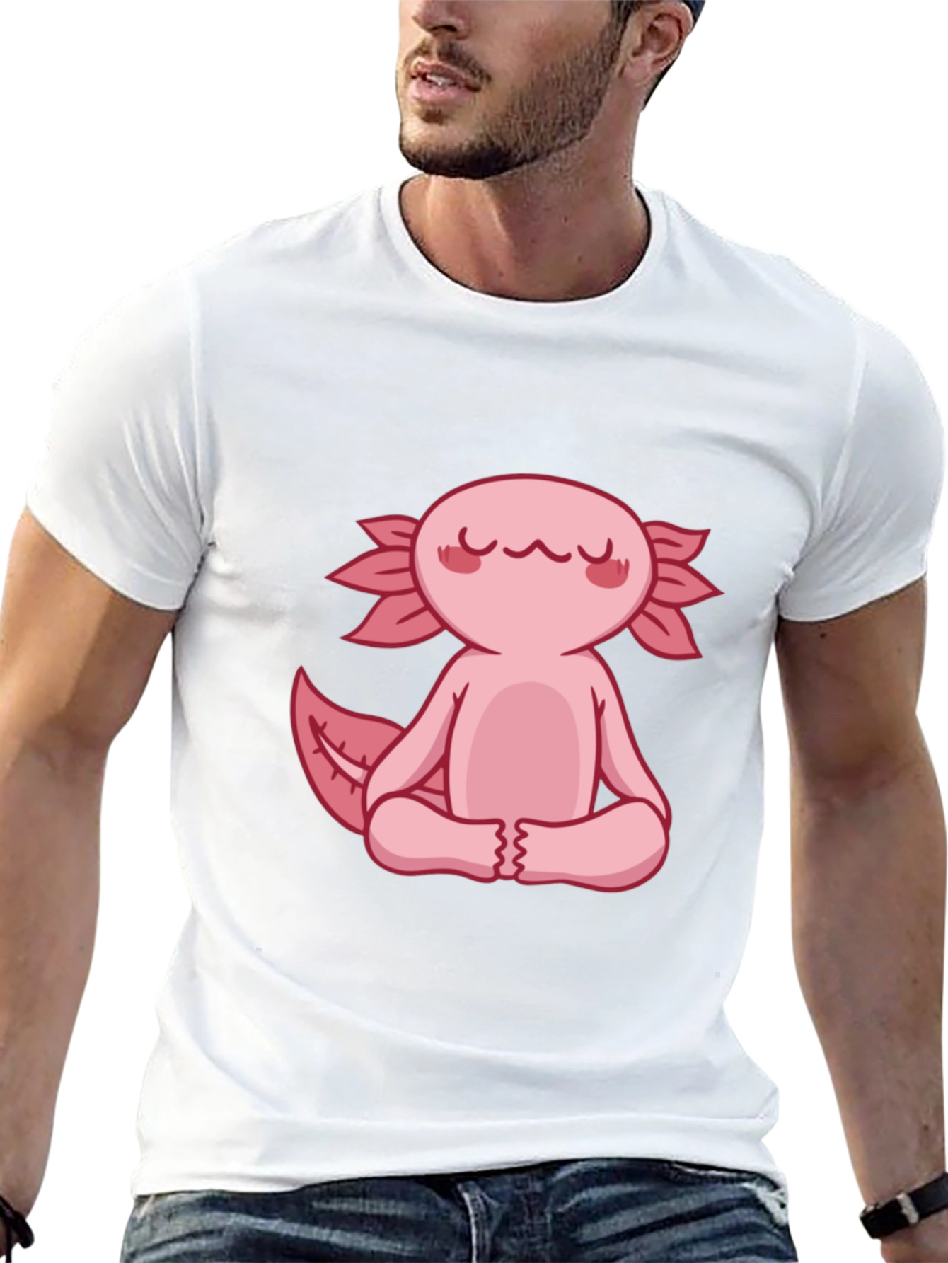 Axolotl Meditation T-Shirt - Zen Pink Salamander