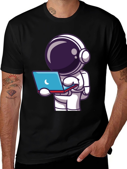 Astronaut Laptop T-Shirt - Space Explorer Tee