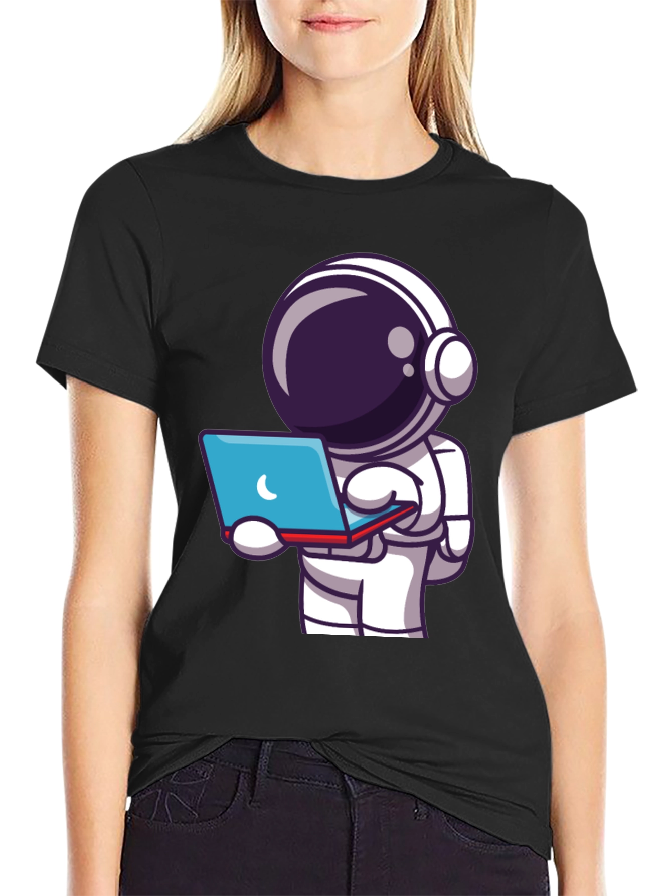 Astronaut Laptop T-Shirt - Space Explorer Tee