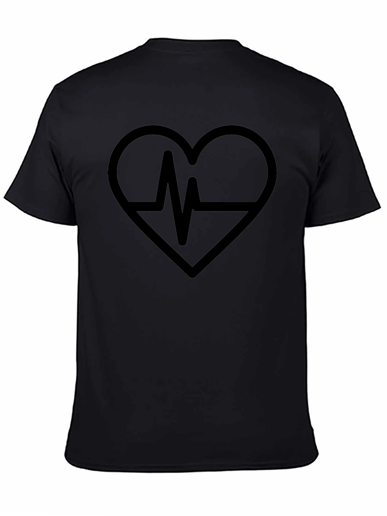 Heartbeat Graphic Tee - Stylish Mens Black T-Shirt