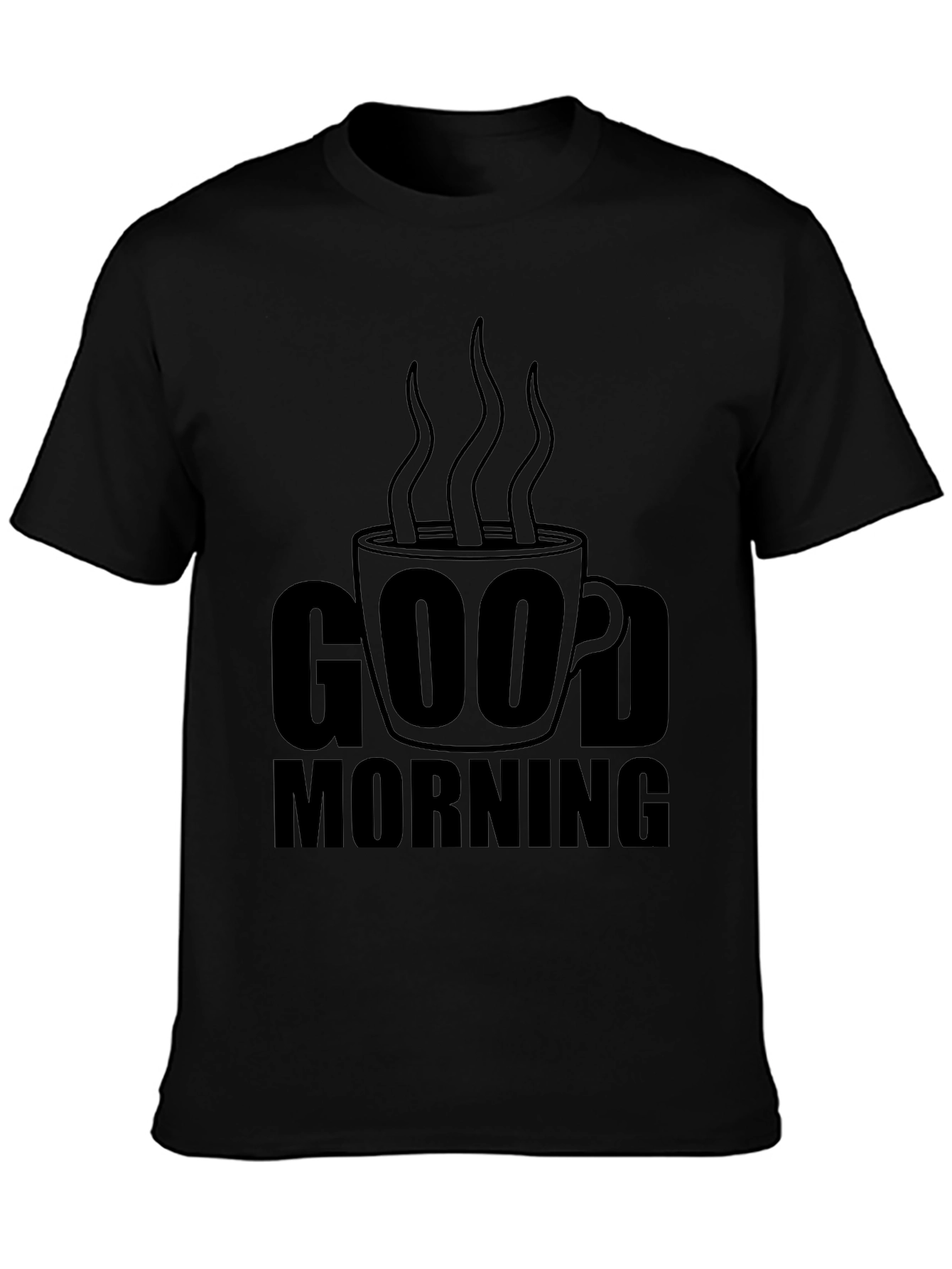 Good Morning Coffee Graphic T-Shirt - Black