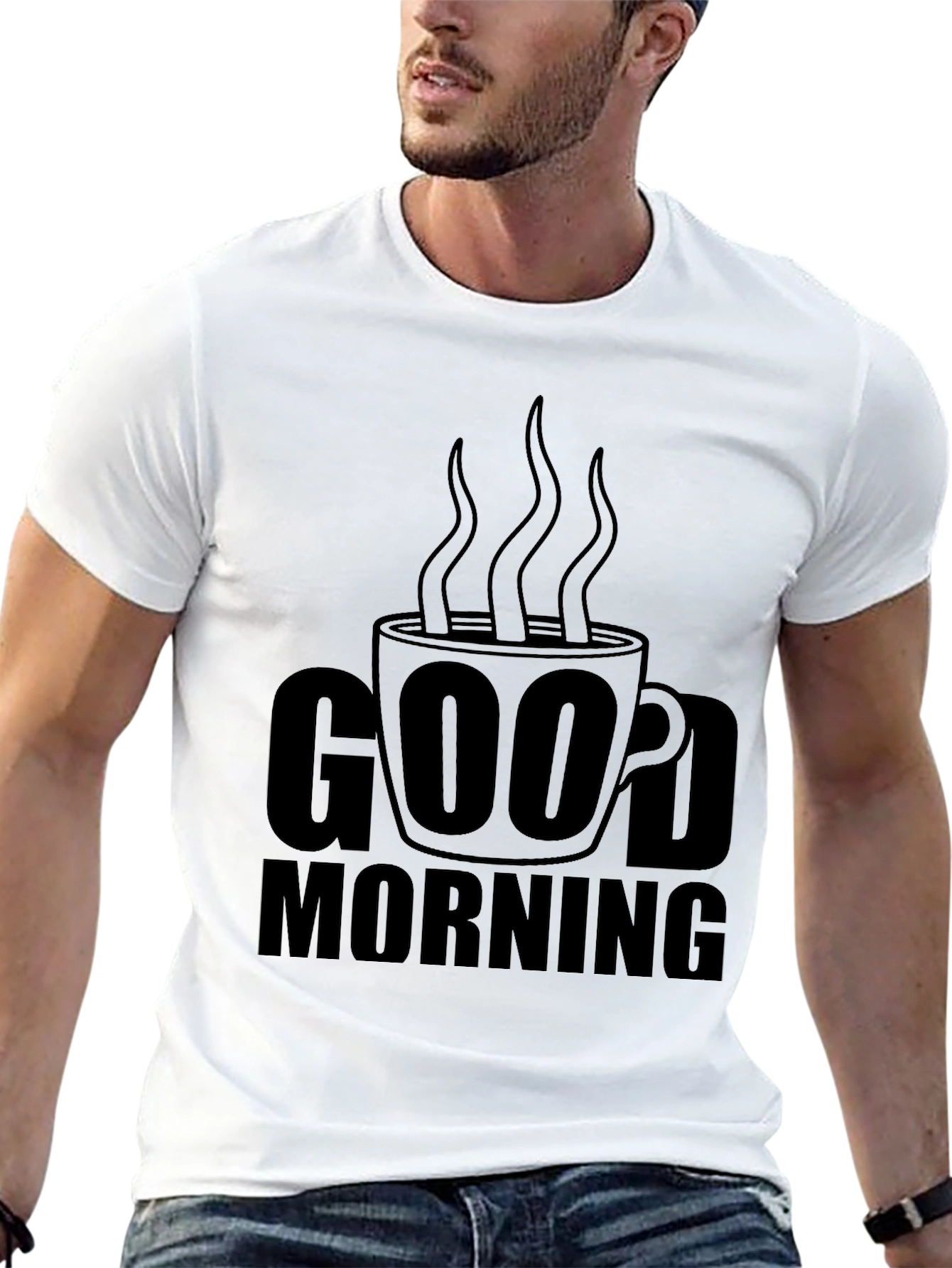 Good Morning Coffee Graphic T-Shirt - Black