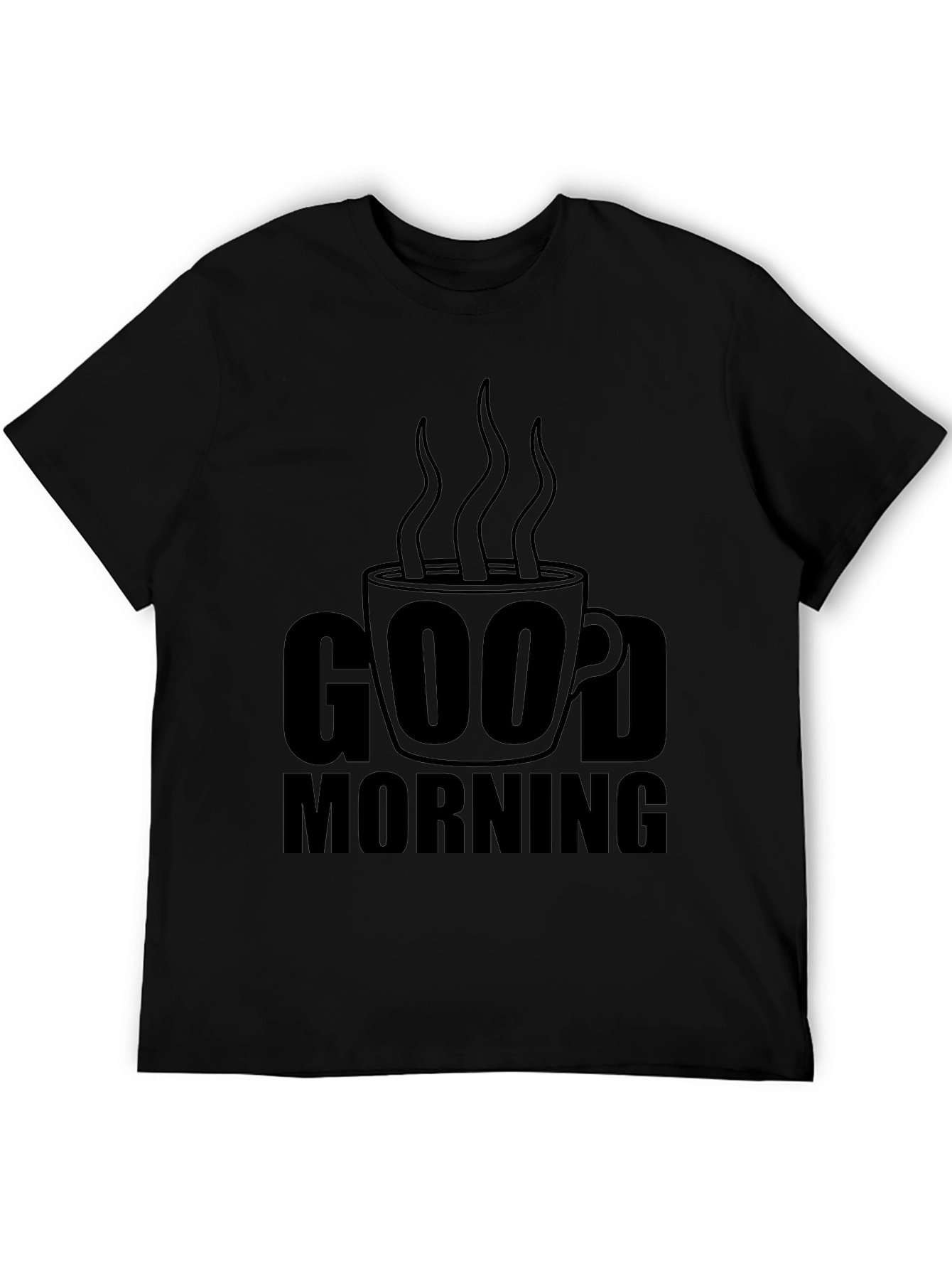 Good Morning Coffee Graphic T-Shirt - Black