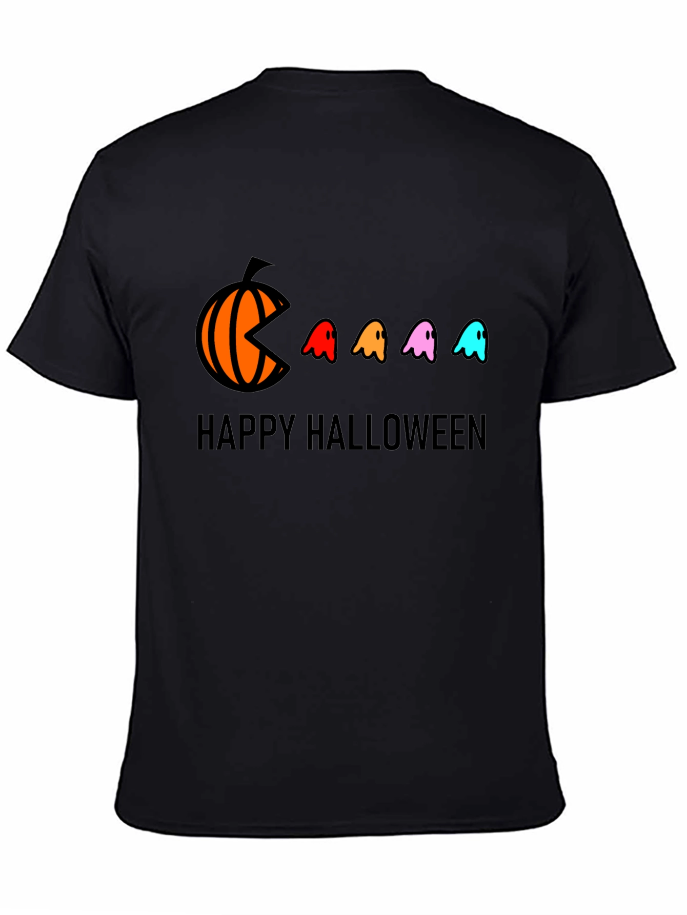 Happy Halloween T-Shirt - Pumpkin Pacman Ghost Design