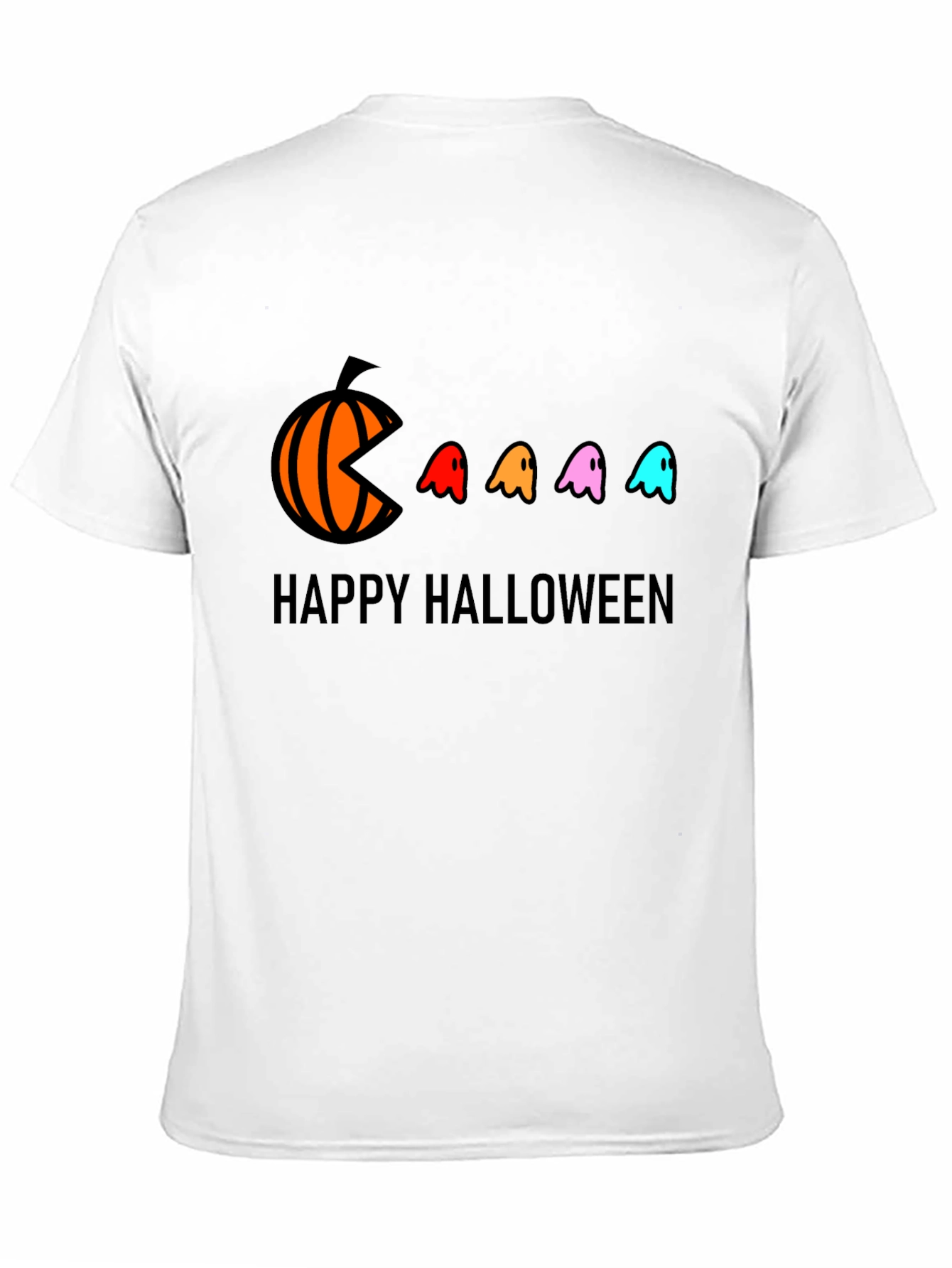 Happy Halloween T-Shirt - Pumpkin Pacman Ghost Design