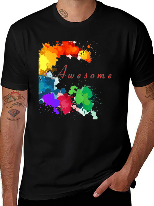 Awesome Colorful Splatter Graphic T-Shirt