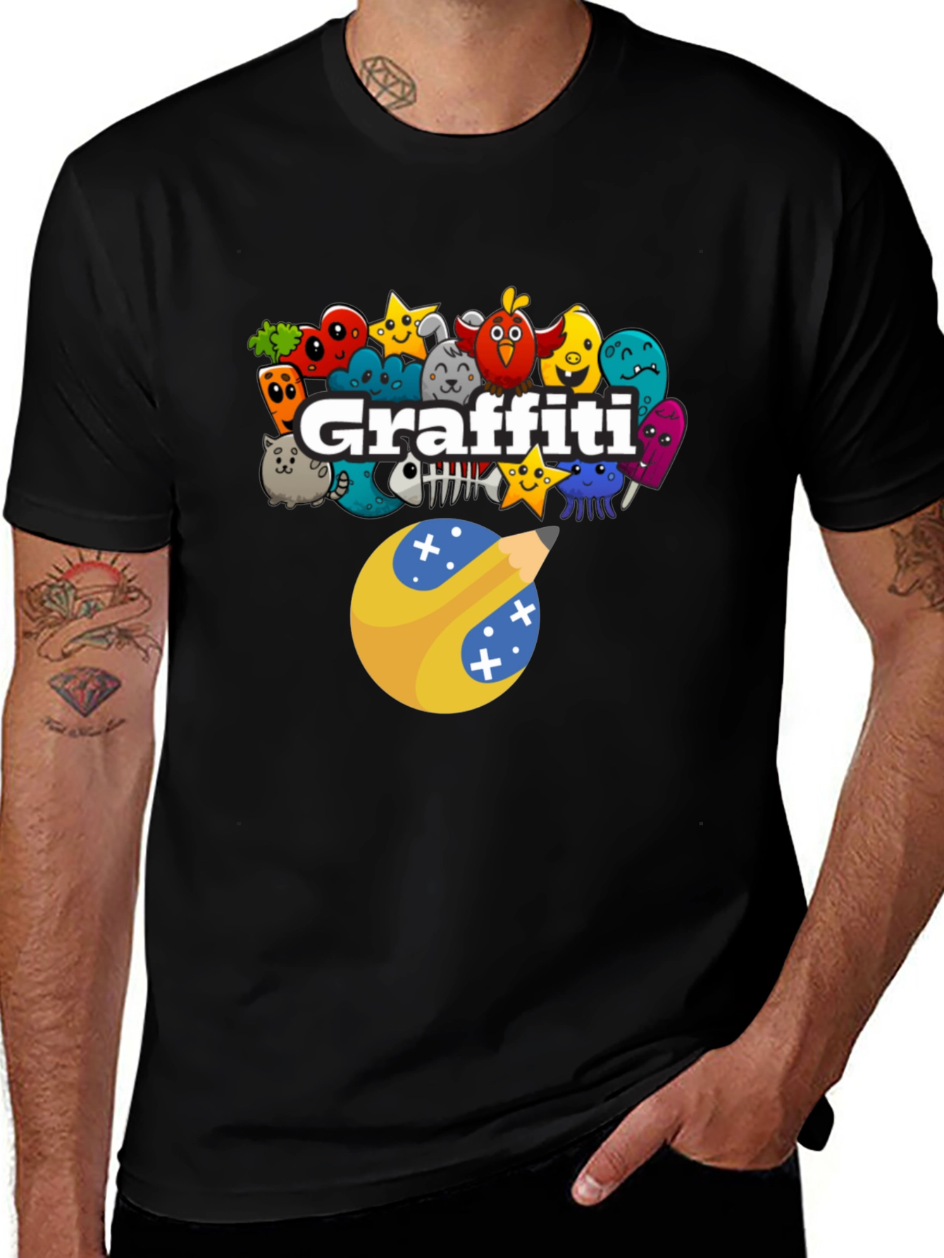 Cartoon Graffiti Style Graphic Tee
