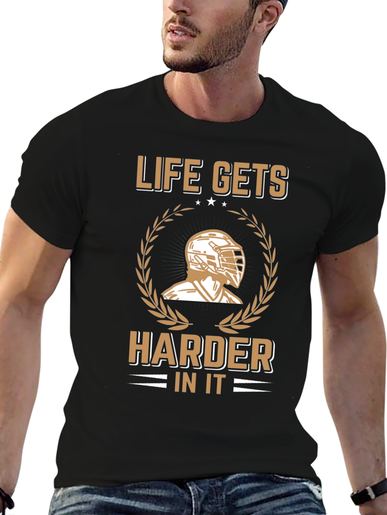 Life Gets Harder T-Shirt - Hockey Goalie Design