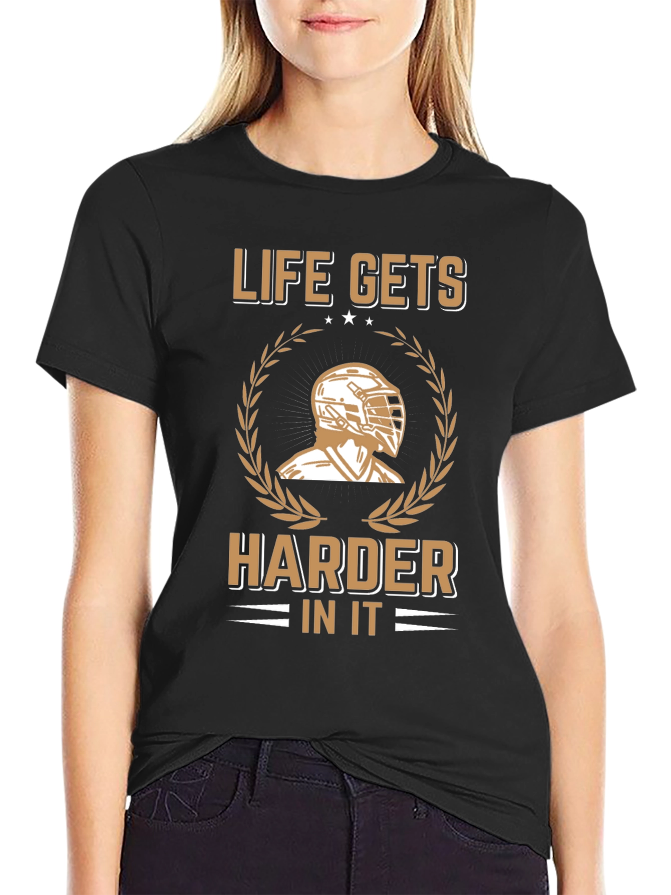 Life Gets Harder T-Shirt - Hockey Goalie Design