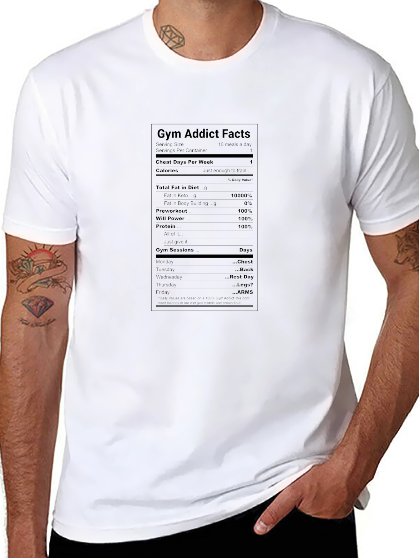 Gym Addict Nutrition Facts T-Shirt