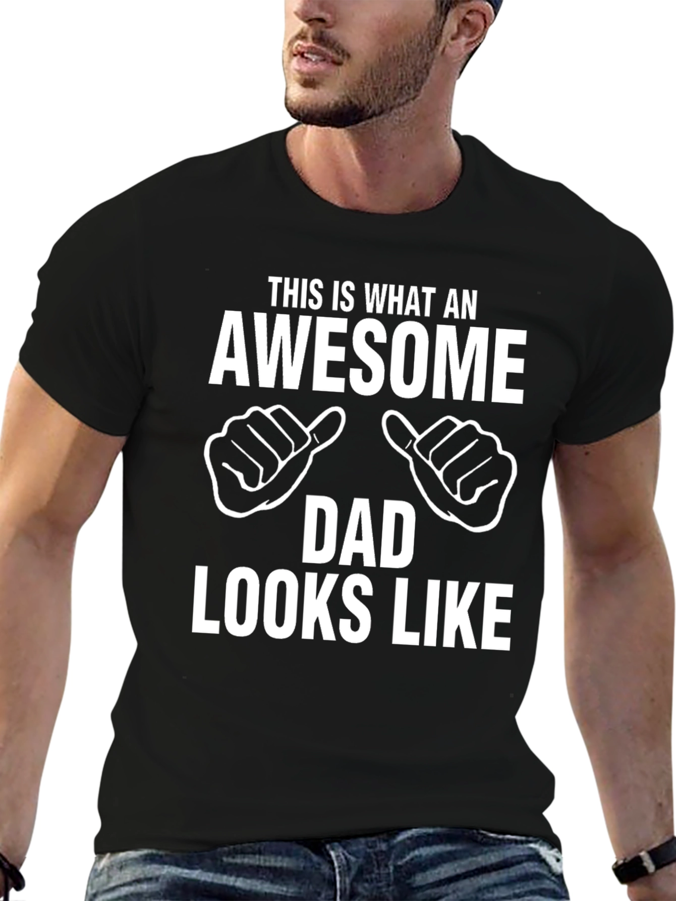 Awesome Dad Graphic Tee - Black Cotton T-Shirt