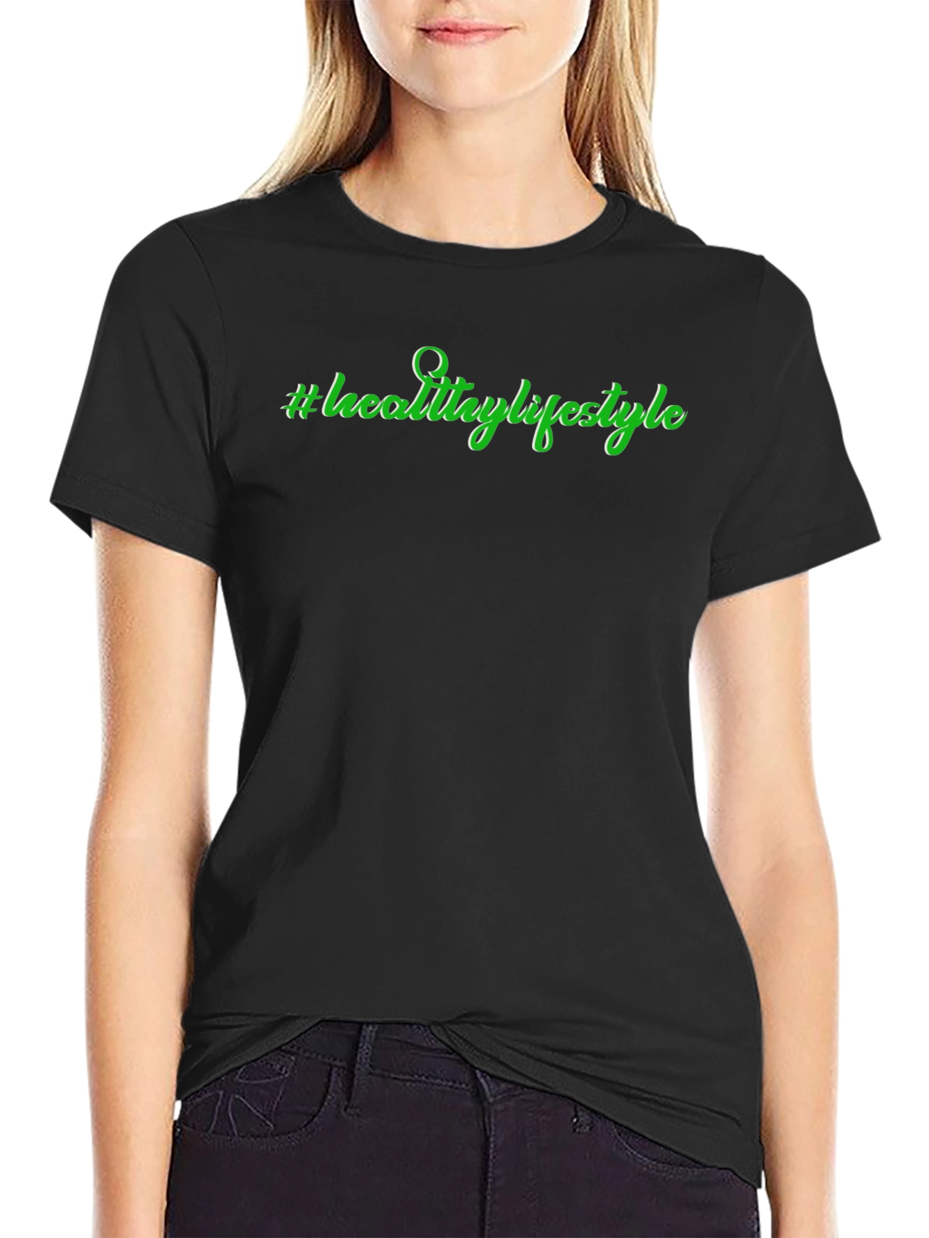 Healthy Lifestyle T-Shirt - Black Casual Tee