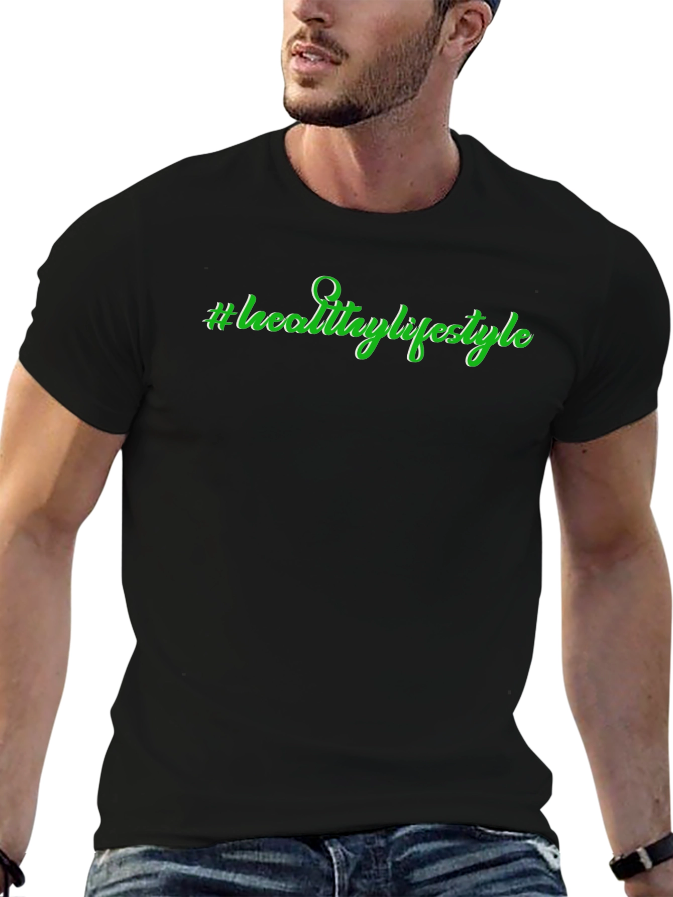 Healthy Lifestyle T-Shirt - Black Casual Tee