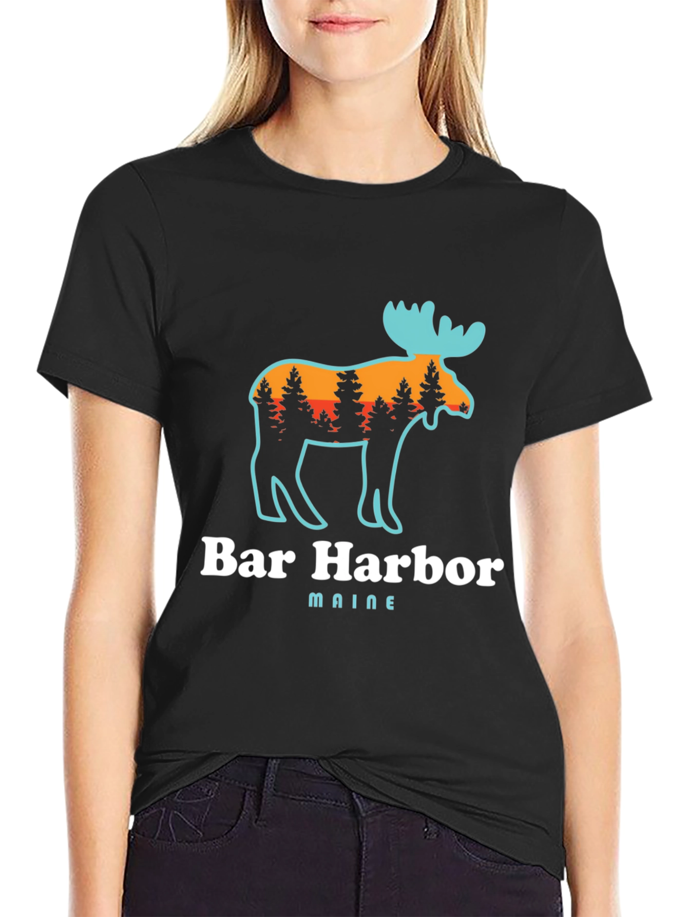 Bar Harbor Maine Moose Graphic T-Shirt