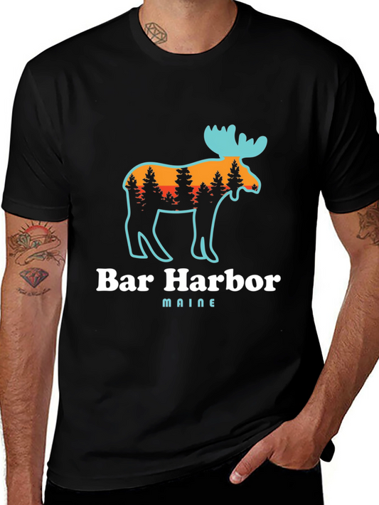 Bar Harbor Maine Moose Graphic T-Shirt