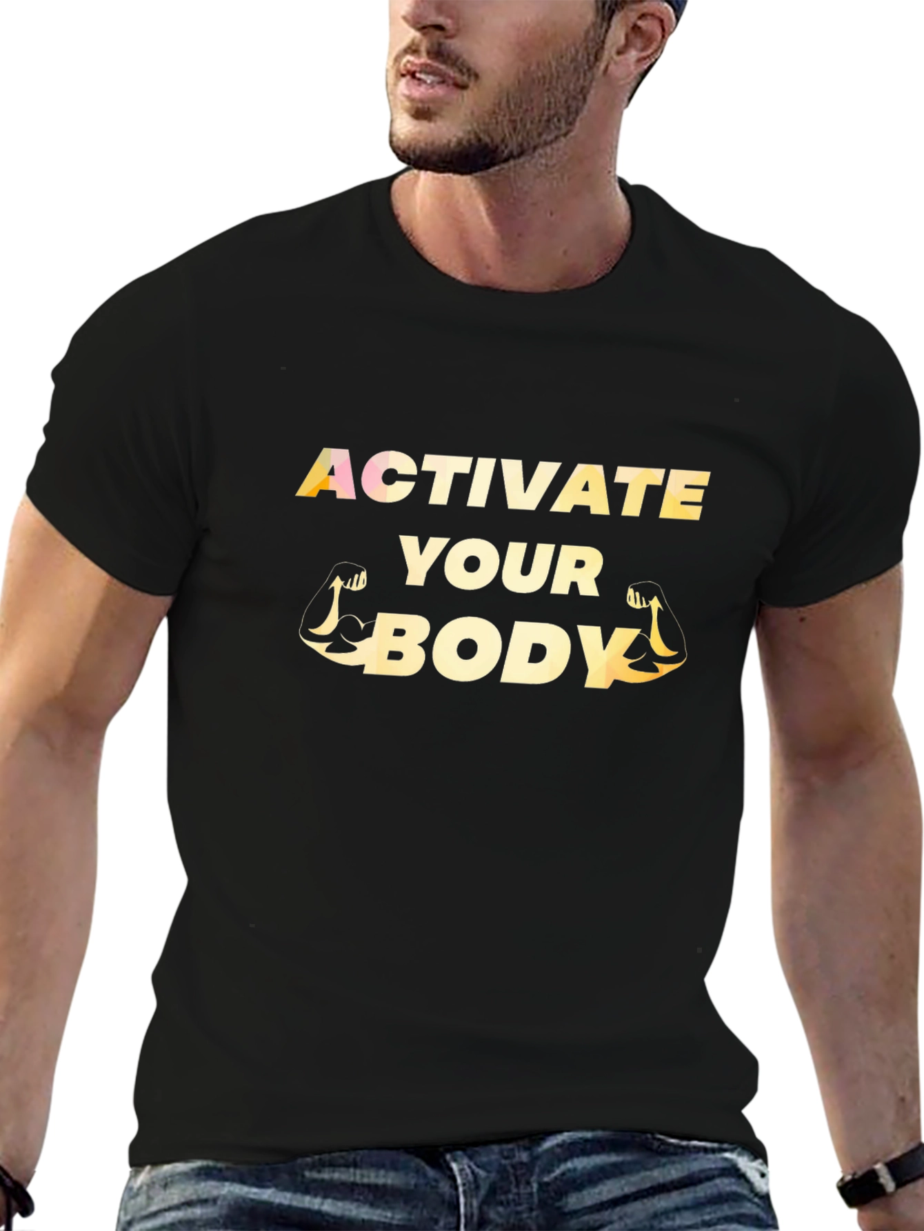 Activate Your Body Graphic Print Black T-Shirt