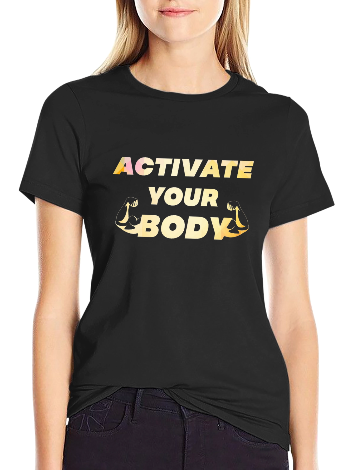 Activate Your Body Graphic Print Black T-Shirt