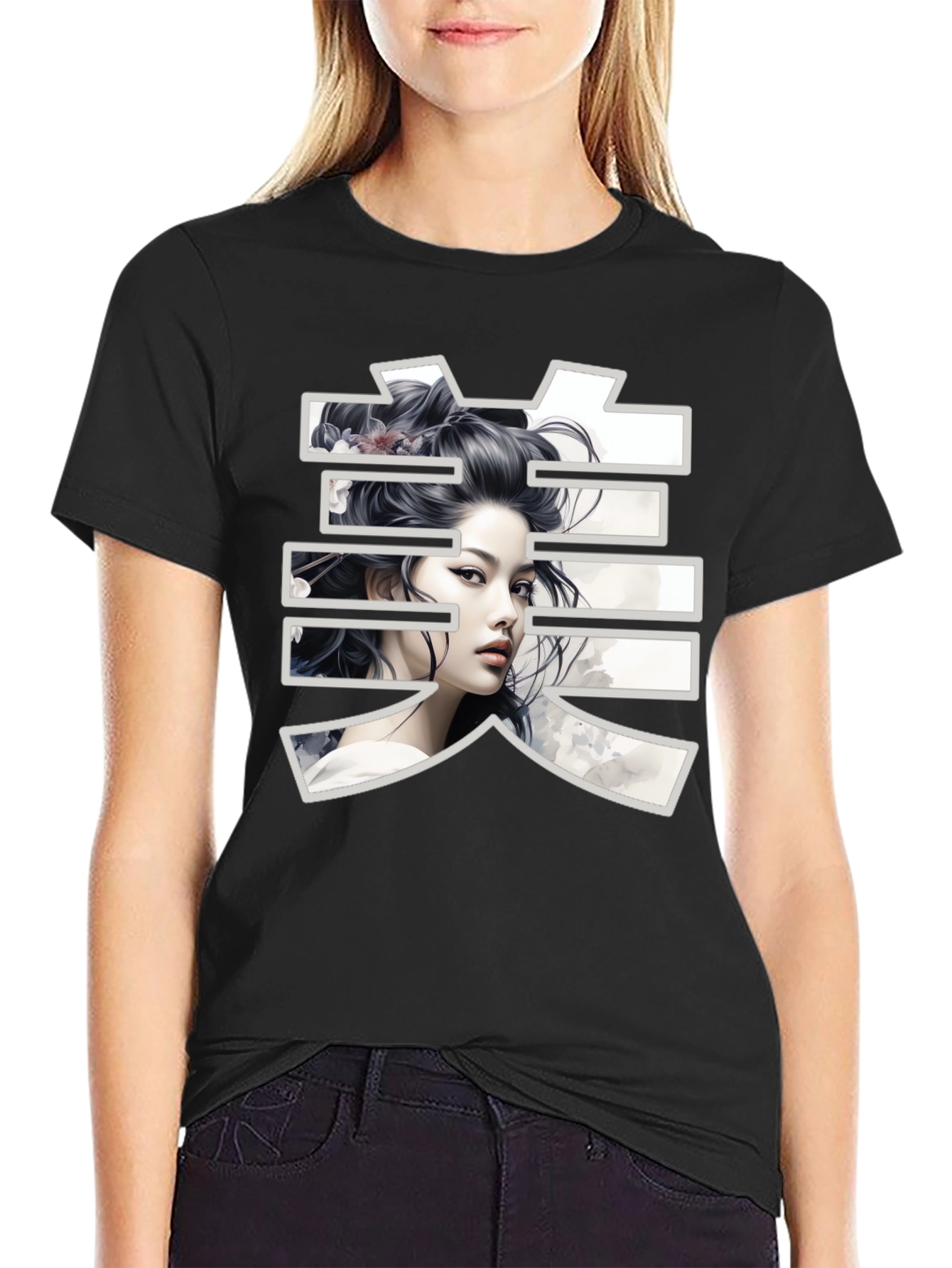 Geisha Graphic Black T-Shirt