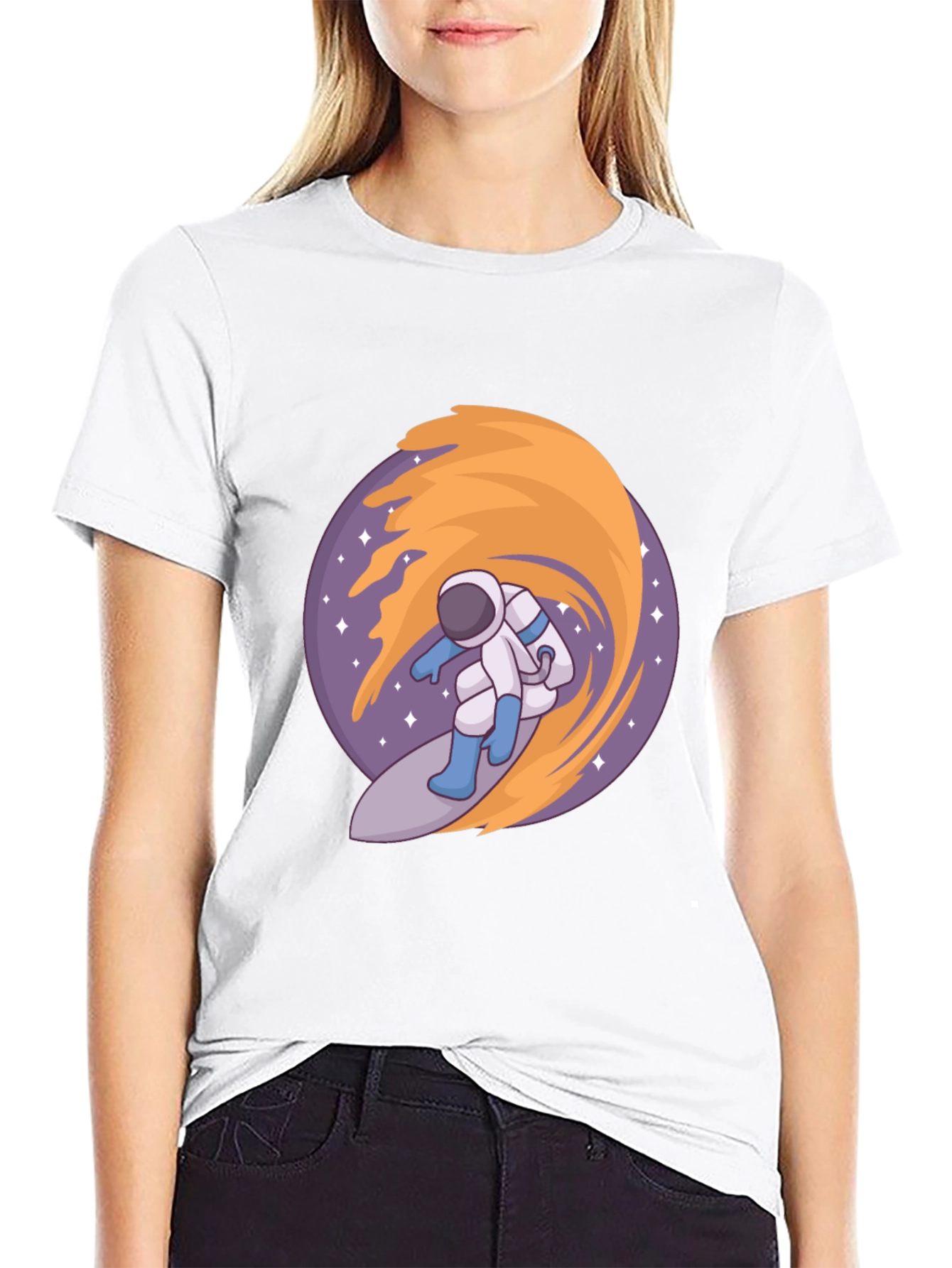 Astronaut Surfing Space Wave Graphic T-Shirt