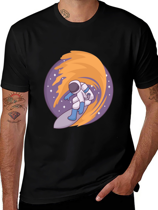 Astronaut Surfing Space Wave Graphic T-Shirt