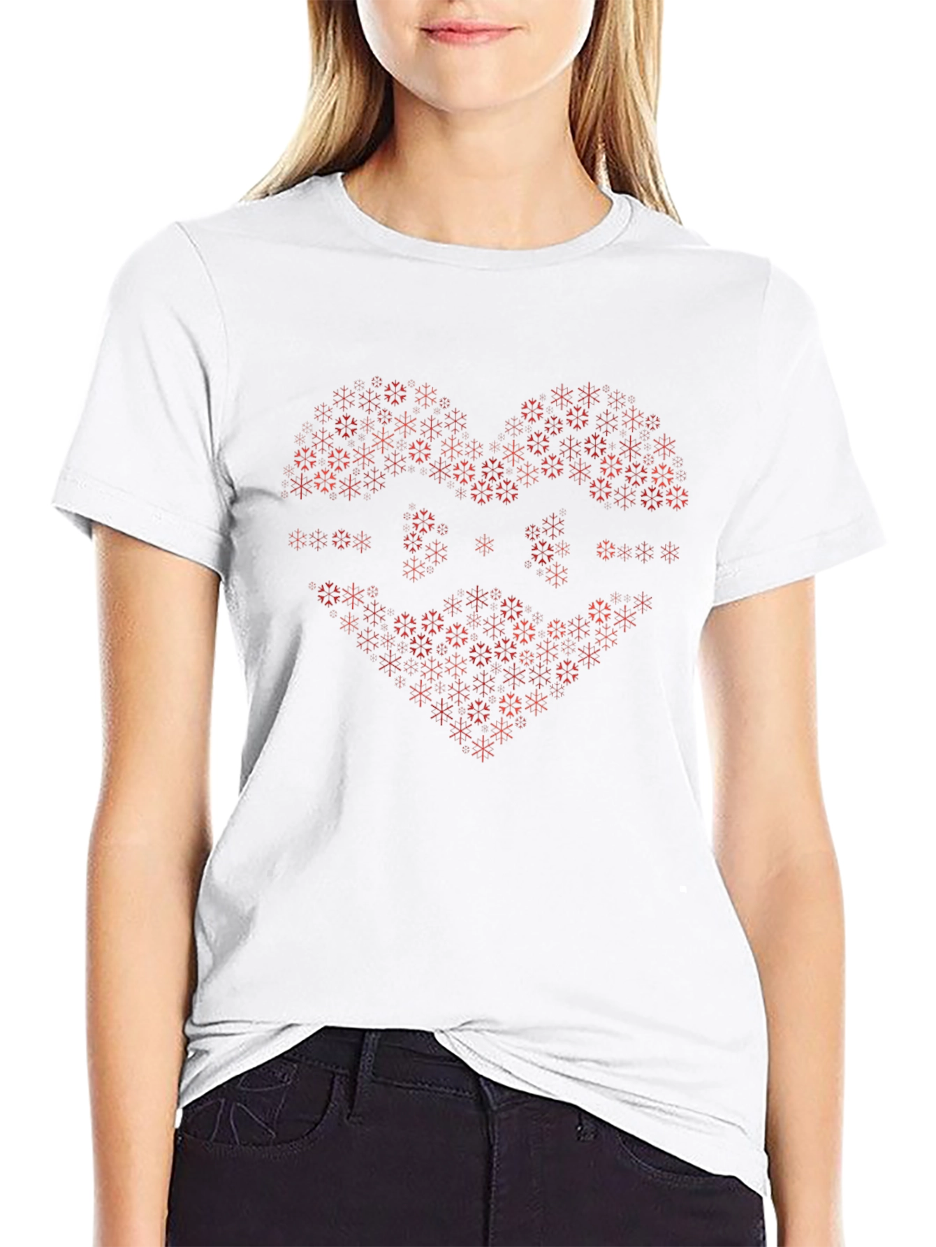 Geometric Heart Graphic Tee - Black