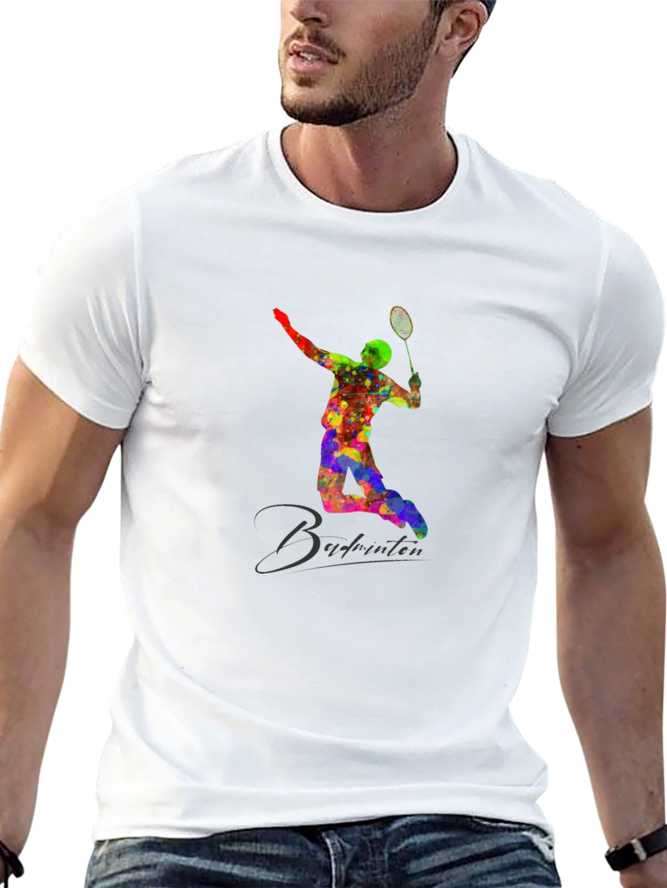 Badminton Player Graphic T-Shirt - Stylish Cotton Tee