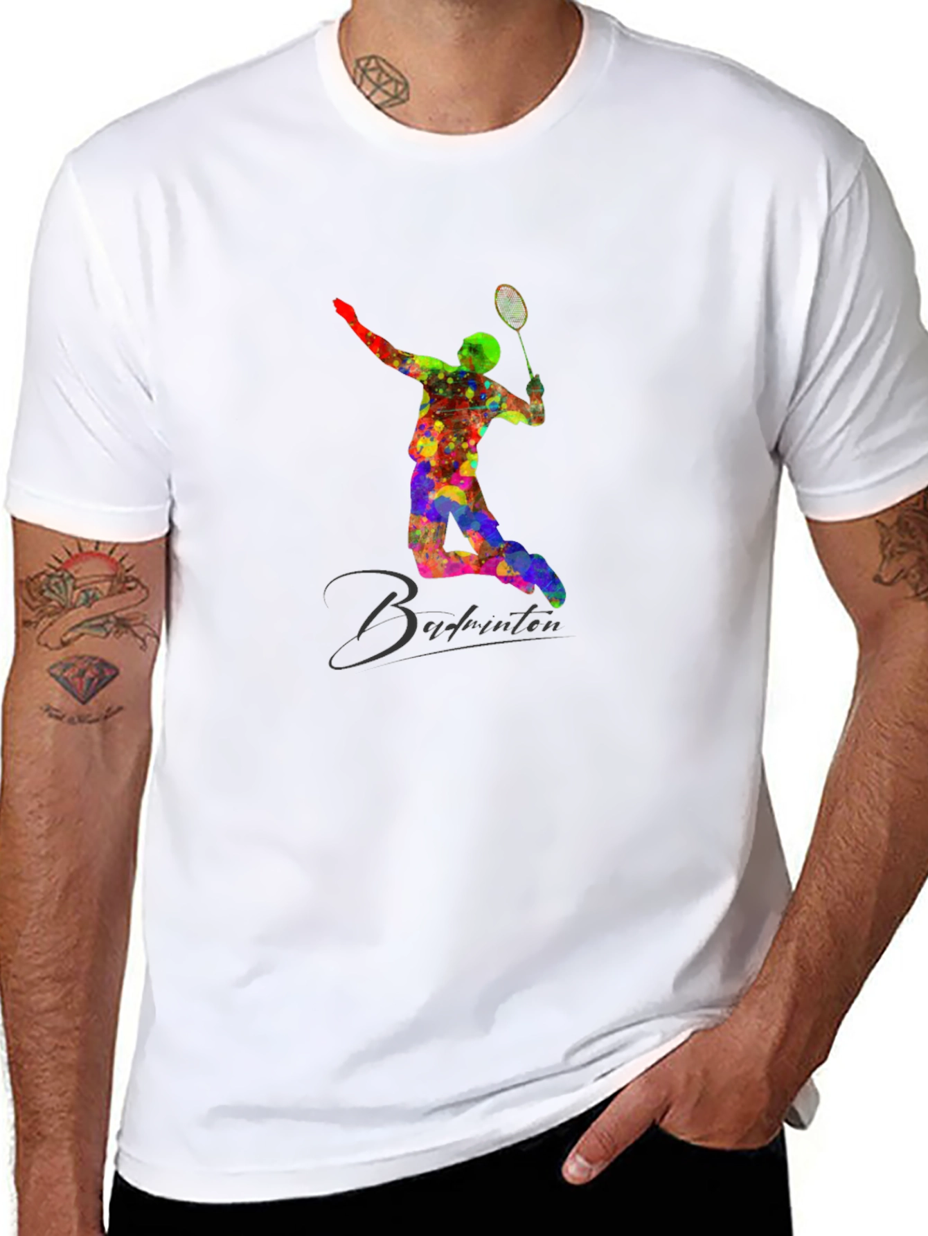 Badminton Player Graphic T-Shirt - Stylish Cotton Tee