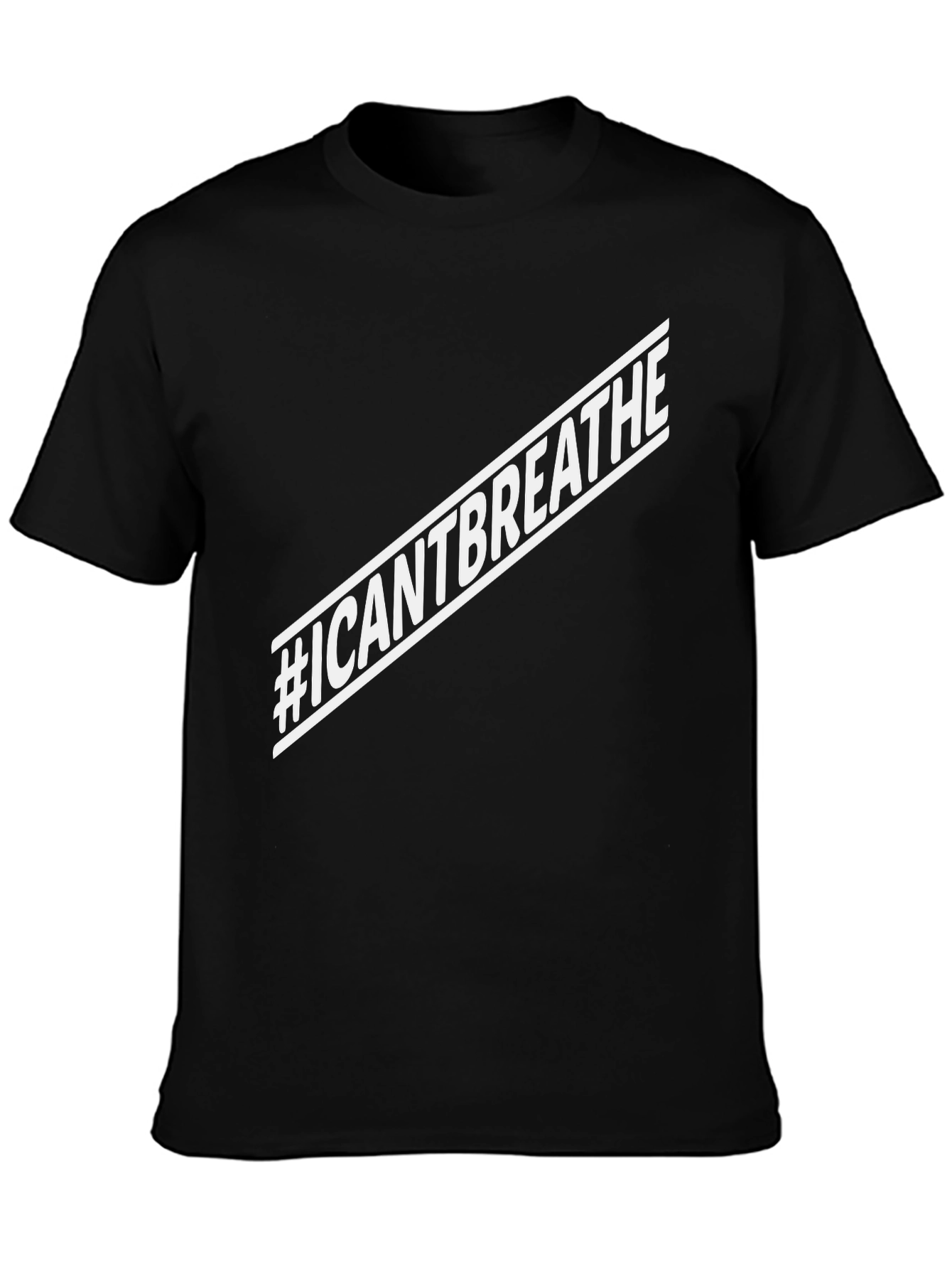 #ICANTBREATHE Graphic Print Black Crew Neck T-Shirt